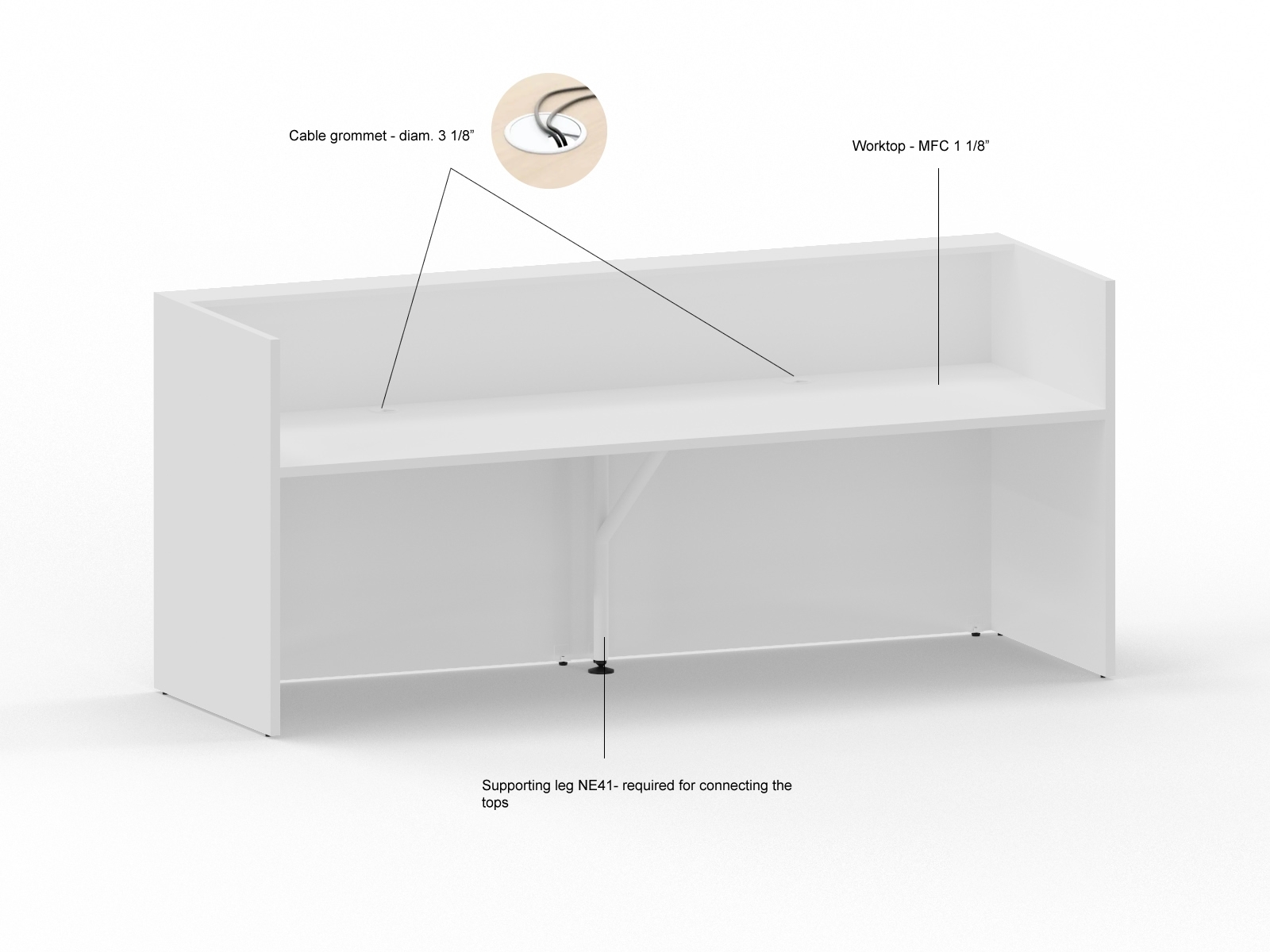 Tera W96" Straight Reception Desk with items placement
