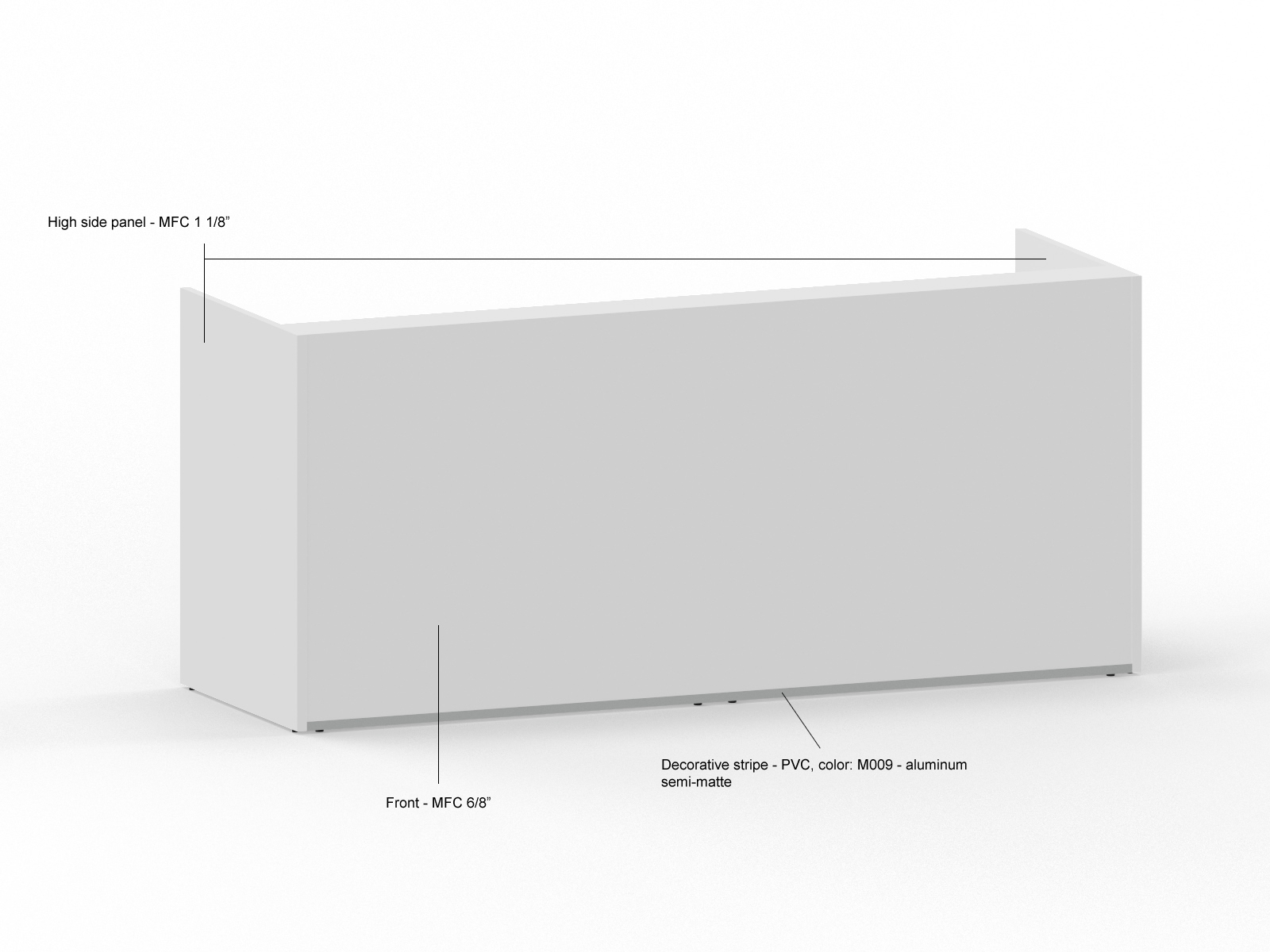 Tera W96" Straight Reception Desk with dimention