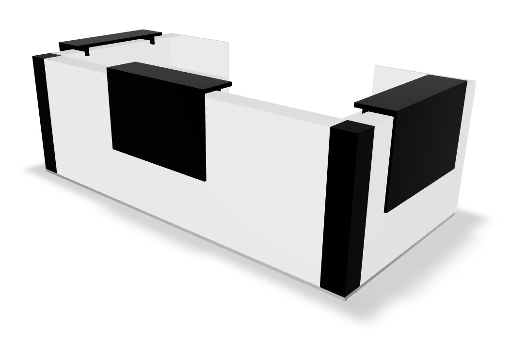 Tera W147" U-Shaped Reception White And Black Desk