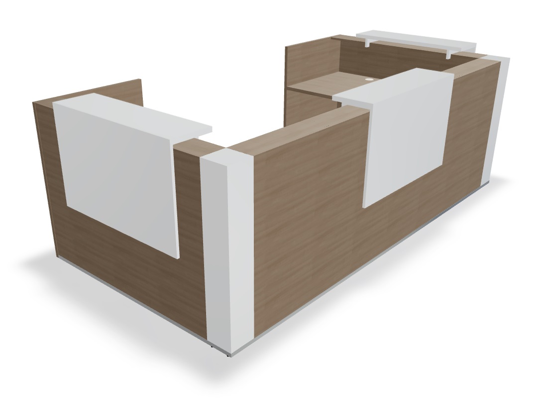 Tera W147" U-Shaped Reception White And Acacia Desk