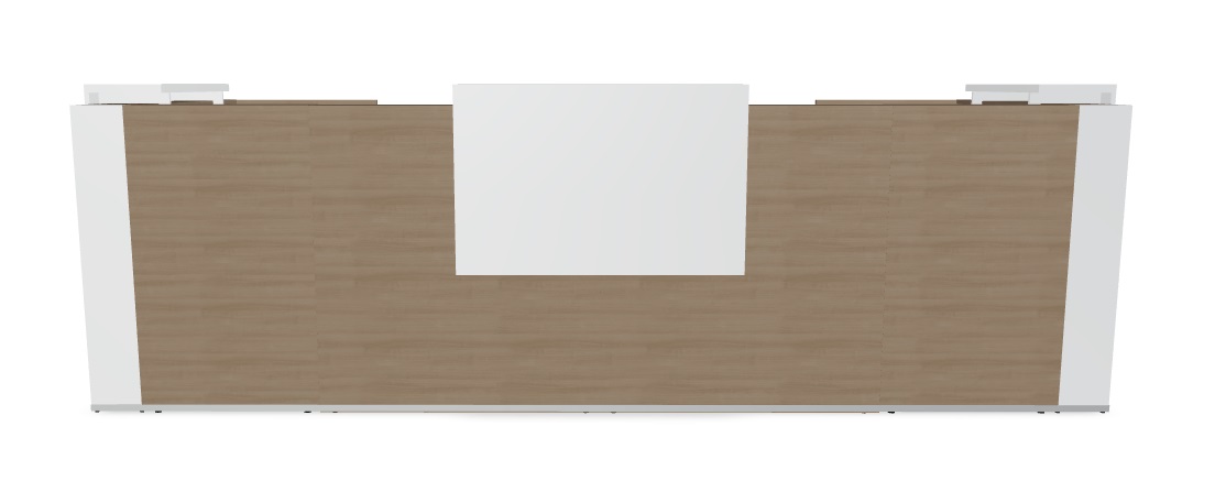 MDD Tera TRA130 W147" U-Shaped Reception Desk in White And Canadian Oak
