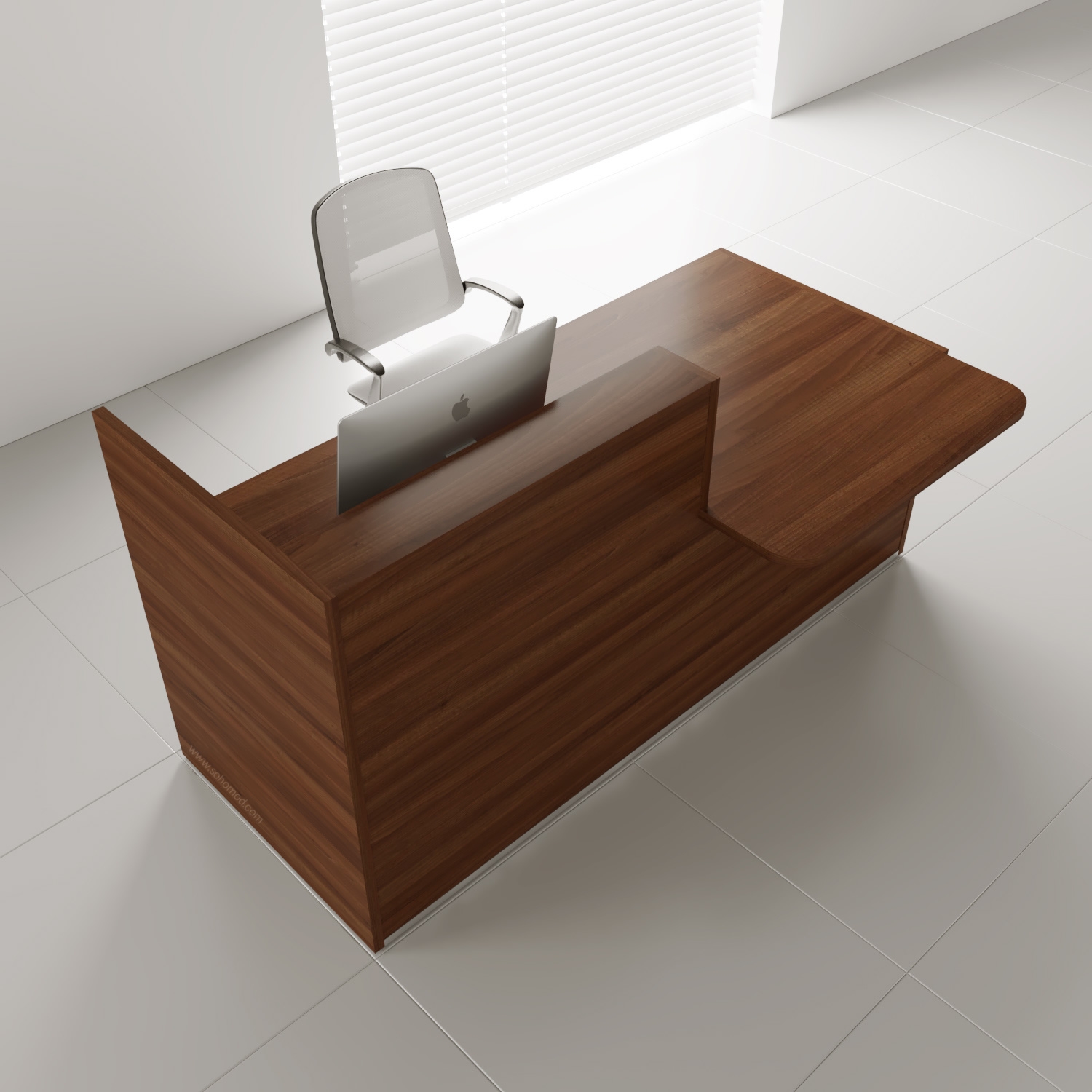 Tera 96" Straight Small Reception Desk With Left Counter Top in Lowland Walnut