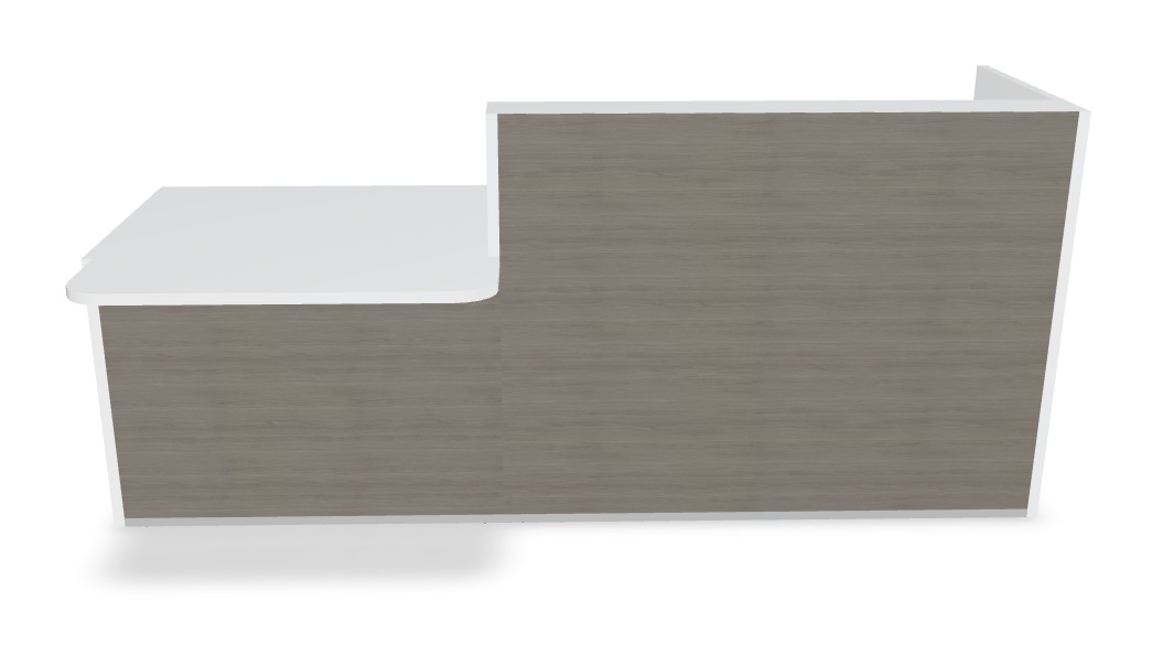 Tera Straight Reception Desk With Counter Top in White And Grey Oak