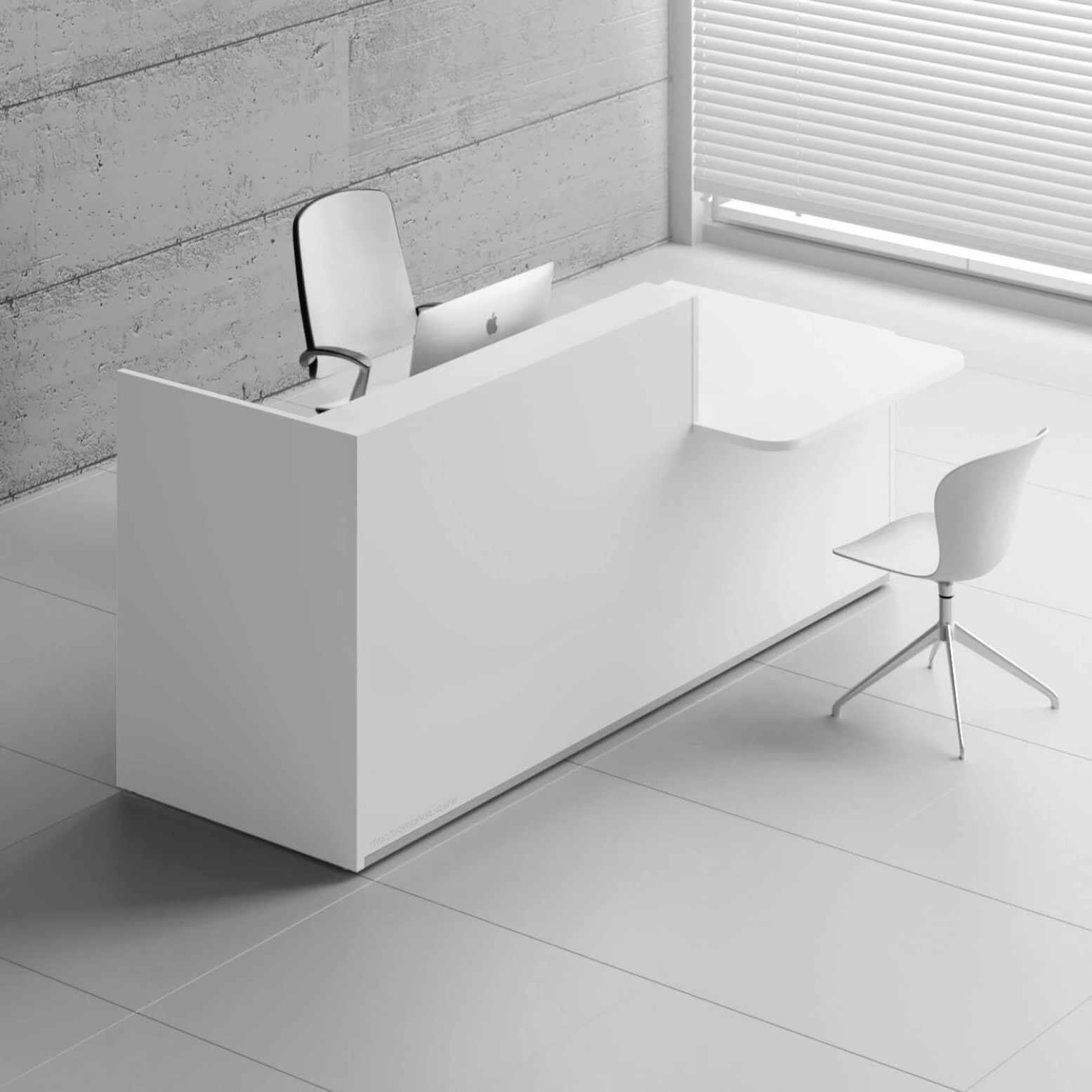 Tera 88" Straight Small Reception Desk w/Left Counter Top, in white