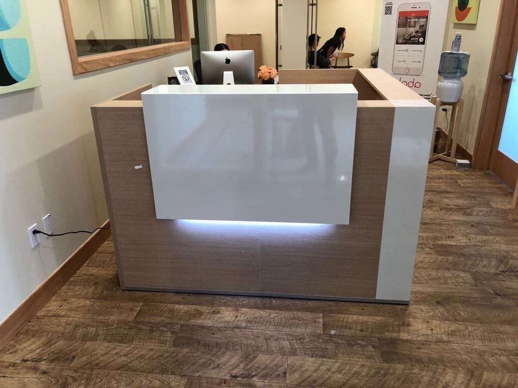 Tera 64-Inch L-Shape Reception Desk in Medium Size