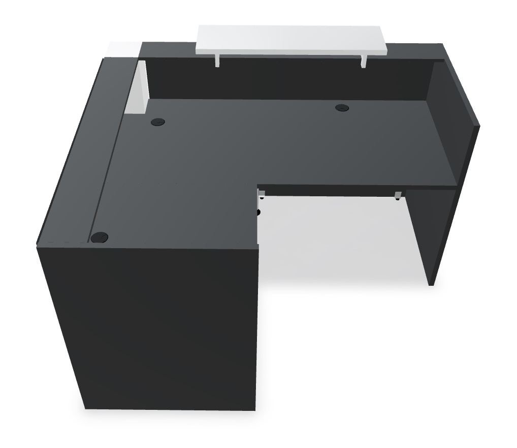 Tera 72" L-Shaped Medium Reception Desk w/Light Panel in black and white