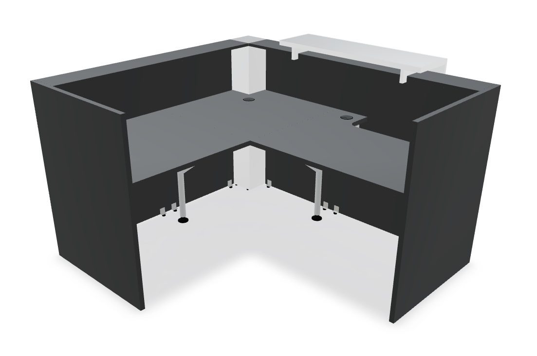 L-Shaped Medium Reception Desk w/Light Panel in black and white