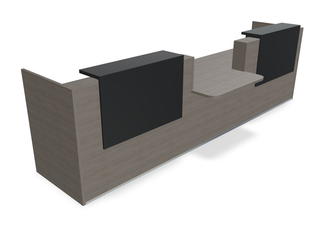 Tera 151" Countertop Large Reception Desk w/Light Panels