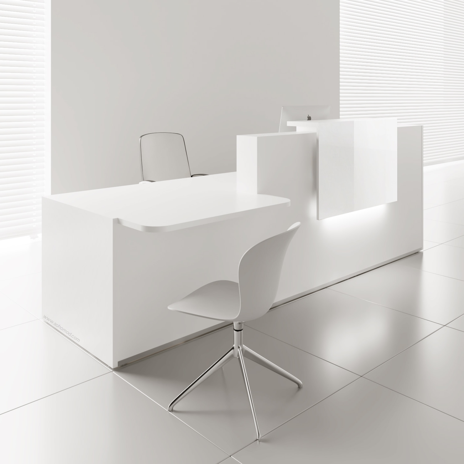 Tera 120" Straight Large Reception Desk in white 