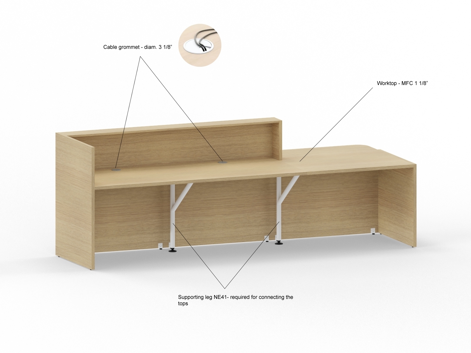 MDD Tera Large Reception Desk with Low Side Module