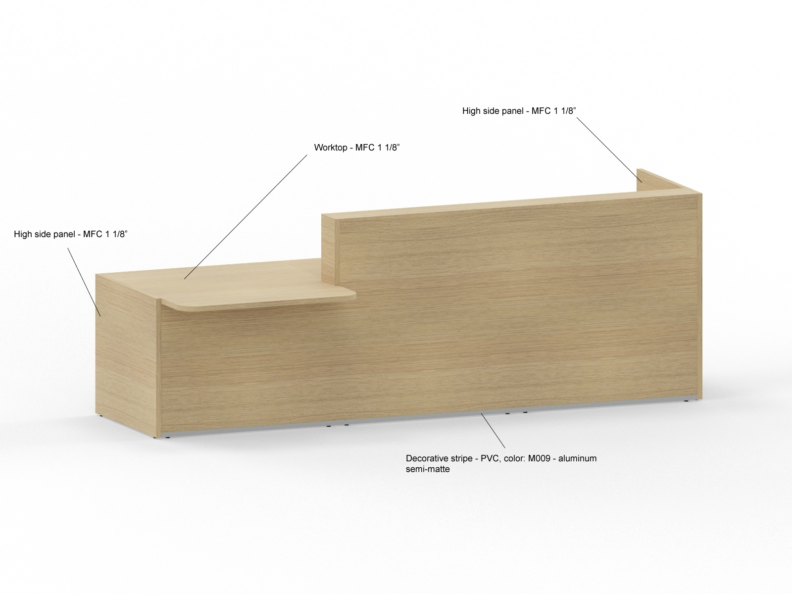 Tera Large Reception Desk with Low Side Module