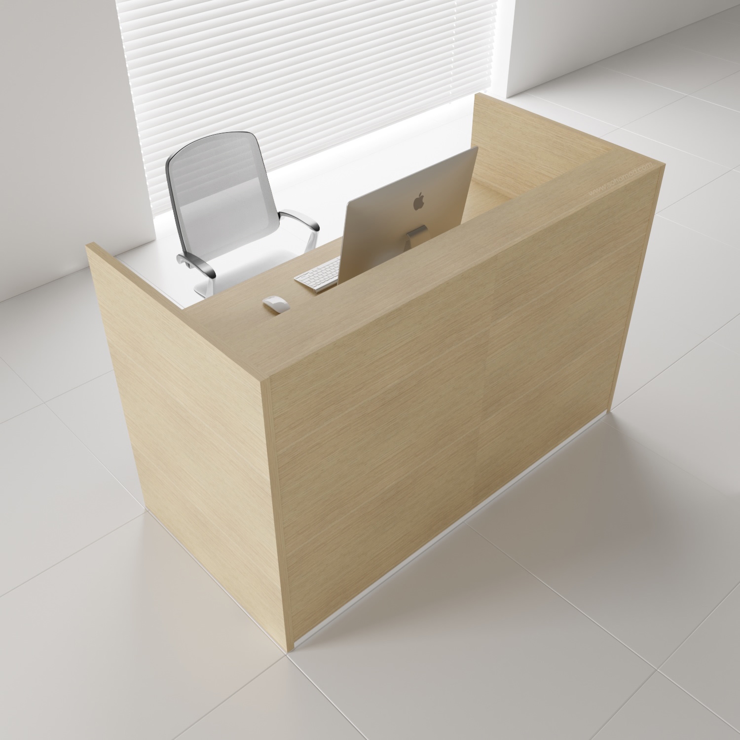 Tera 65" Straight Small Reception Desk in Canadian Oak