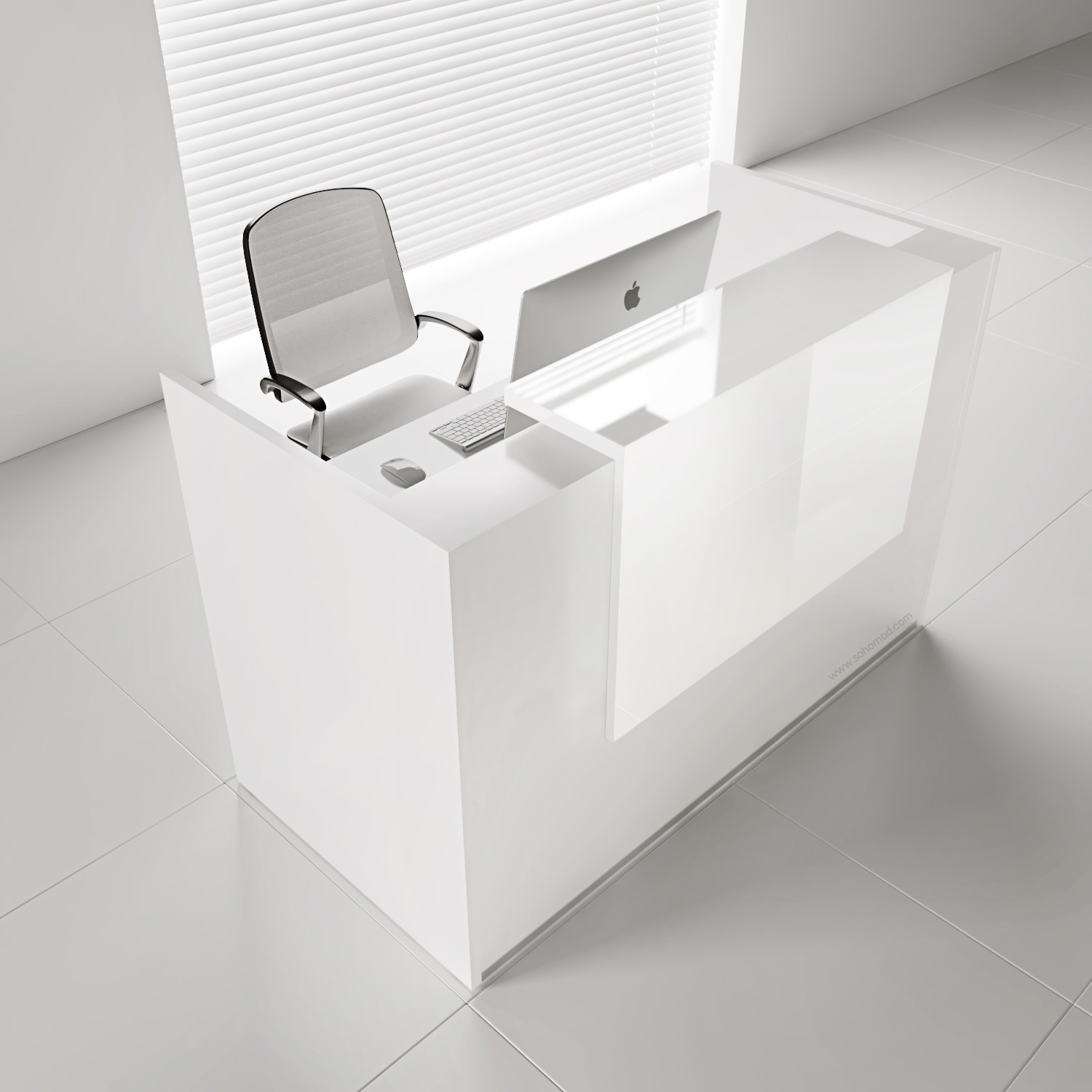 Tera 65" Straight Small Reception Desk With LED Light