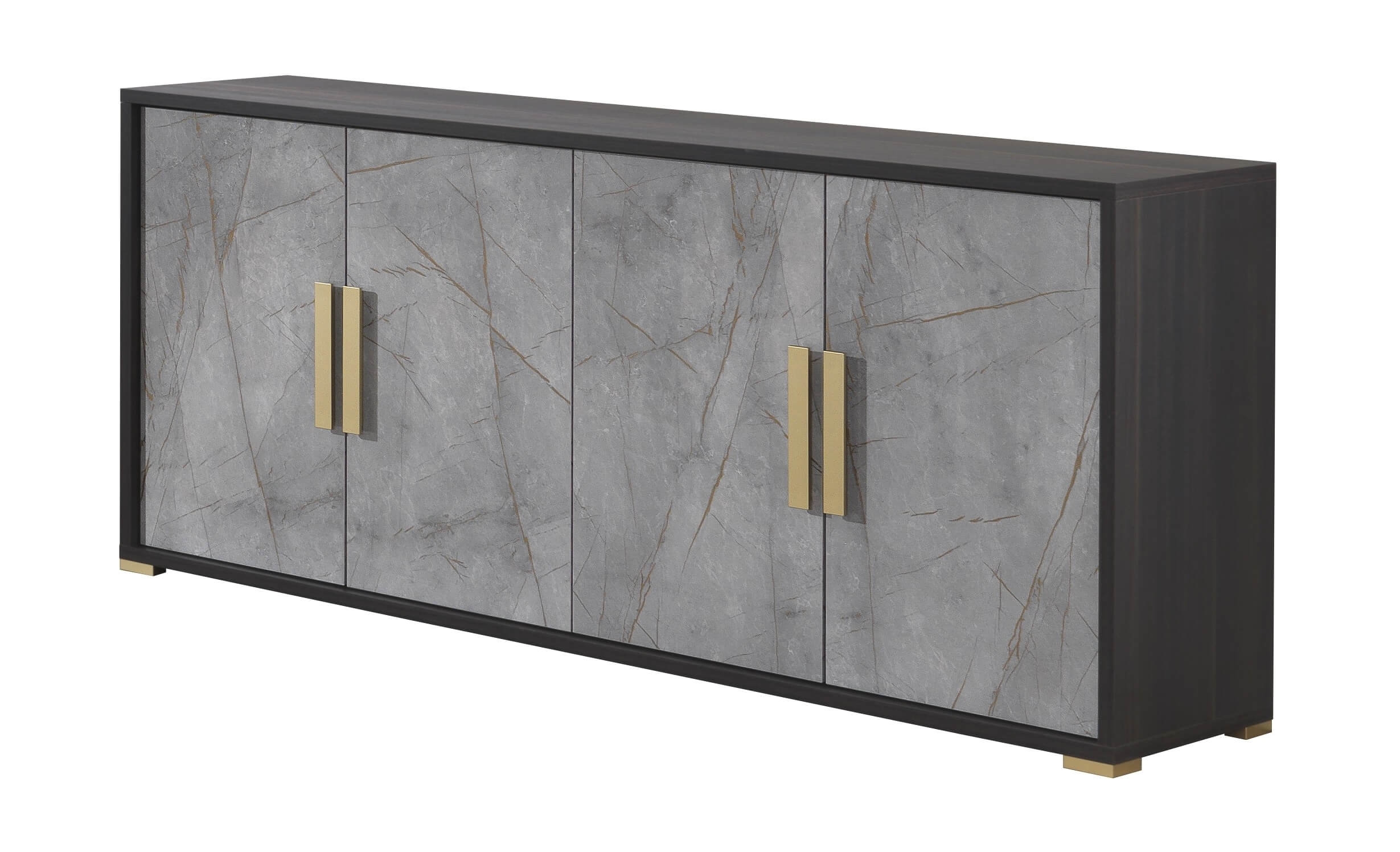Travertine Wood Veneer/Leatherette Extendable Dining Set