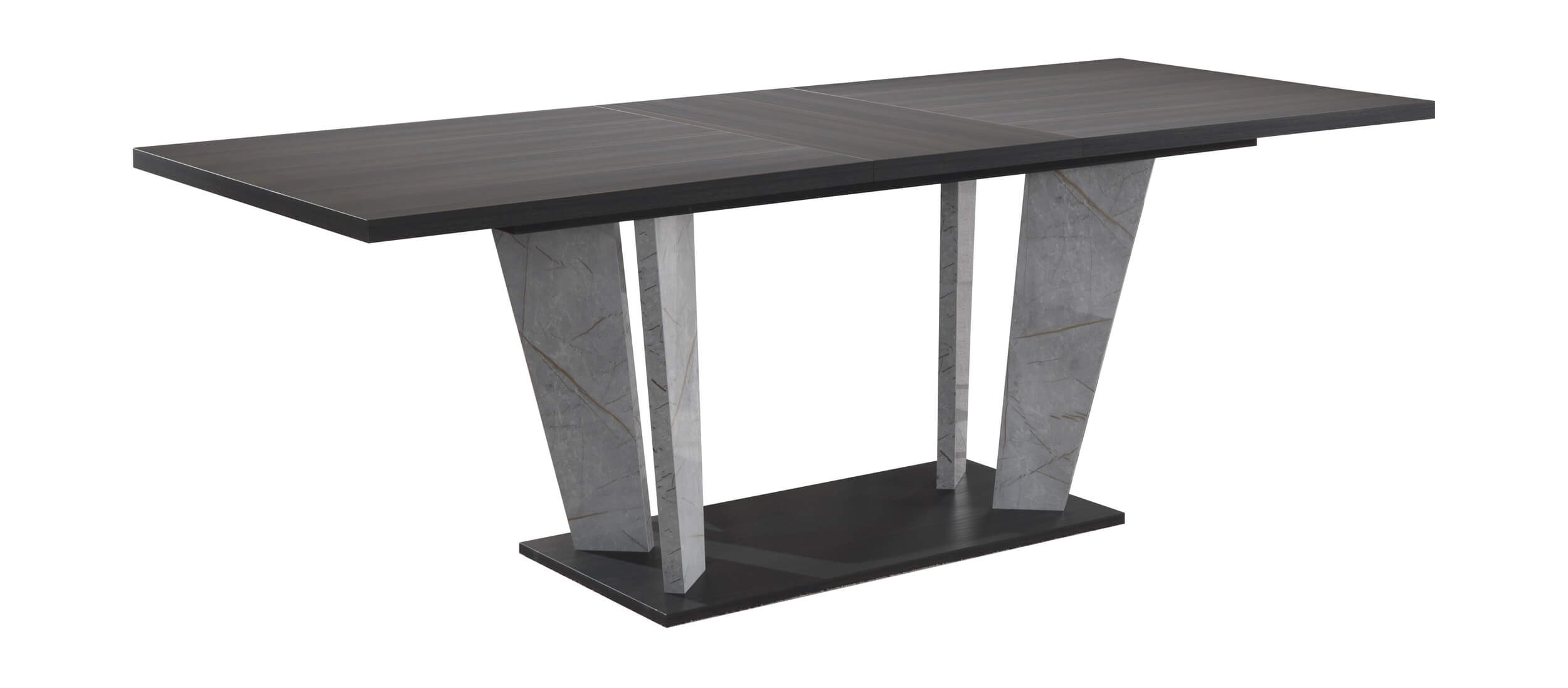 Travertine Wood Veneer/Leatherette Extendable Dining Set