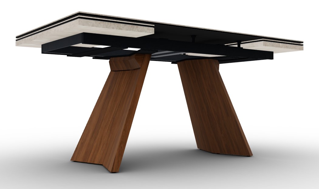 Icaro W63"-94.5" Rectangular Ceramic/Wood Veneer Extendable Dining Table