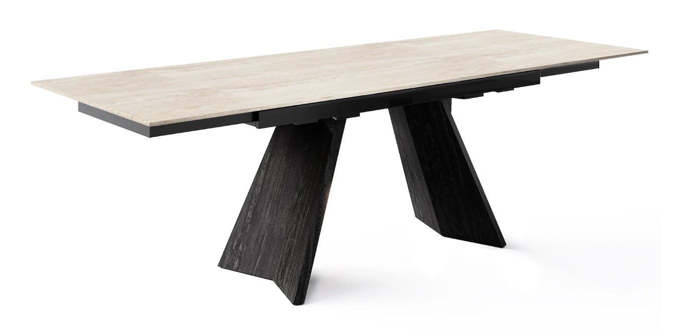 Icaro W63"-94.5" Rectangular Ceramic/Wood Veneer Extendable Dining Table