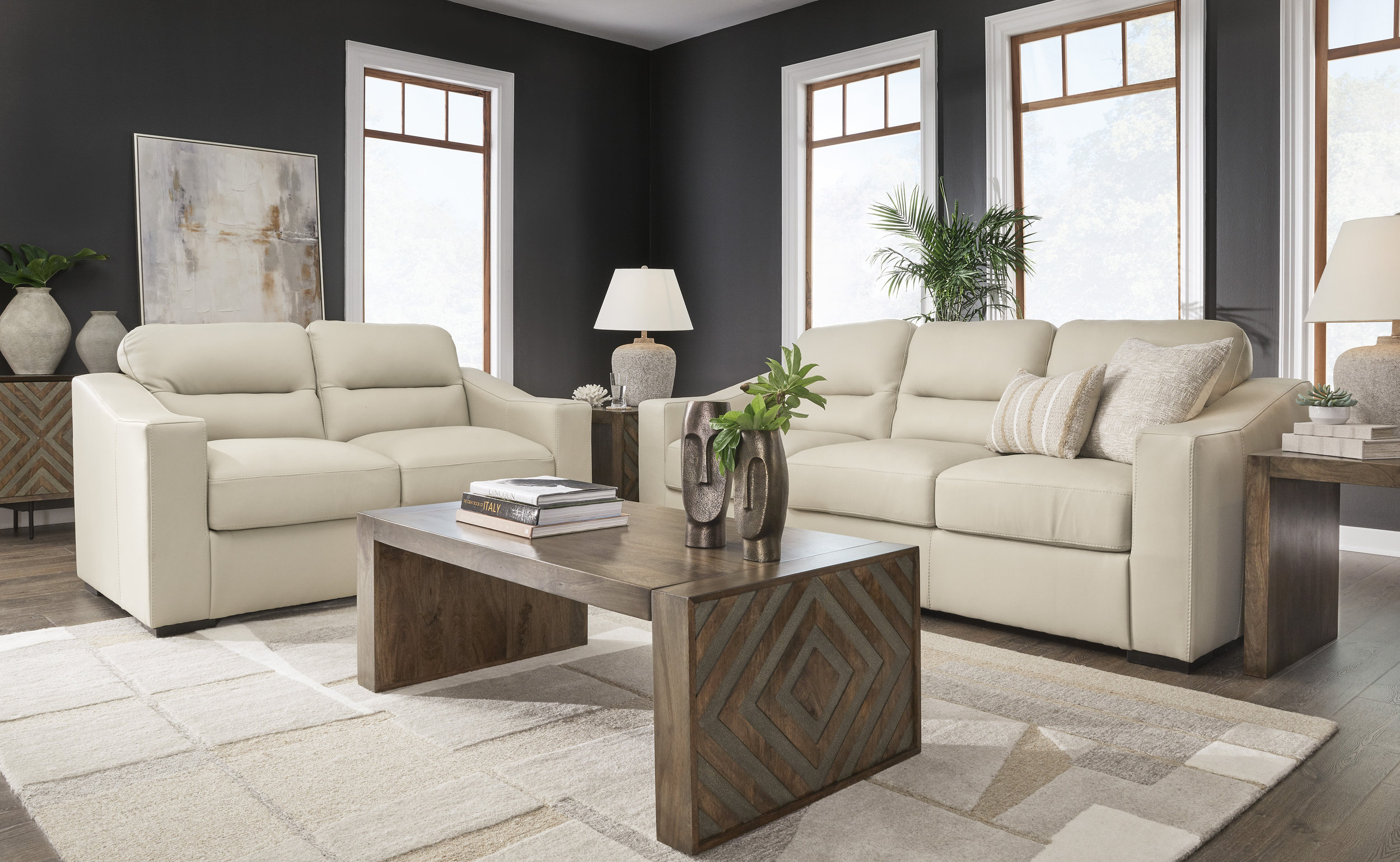 Treasure Trove Leather/Faux Leather Living Room Set