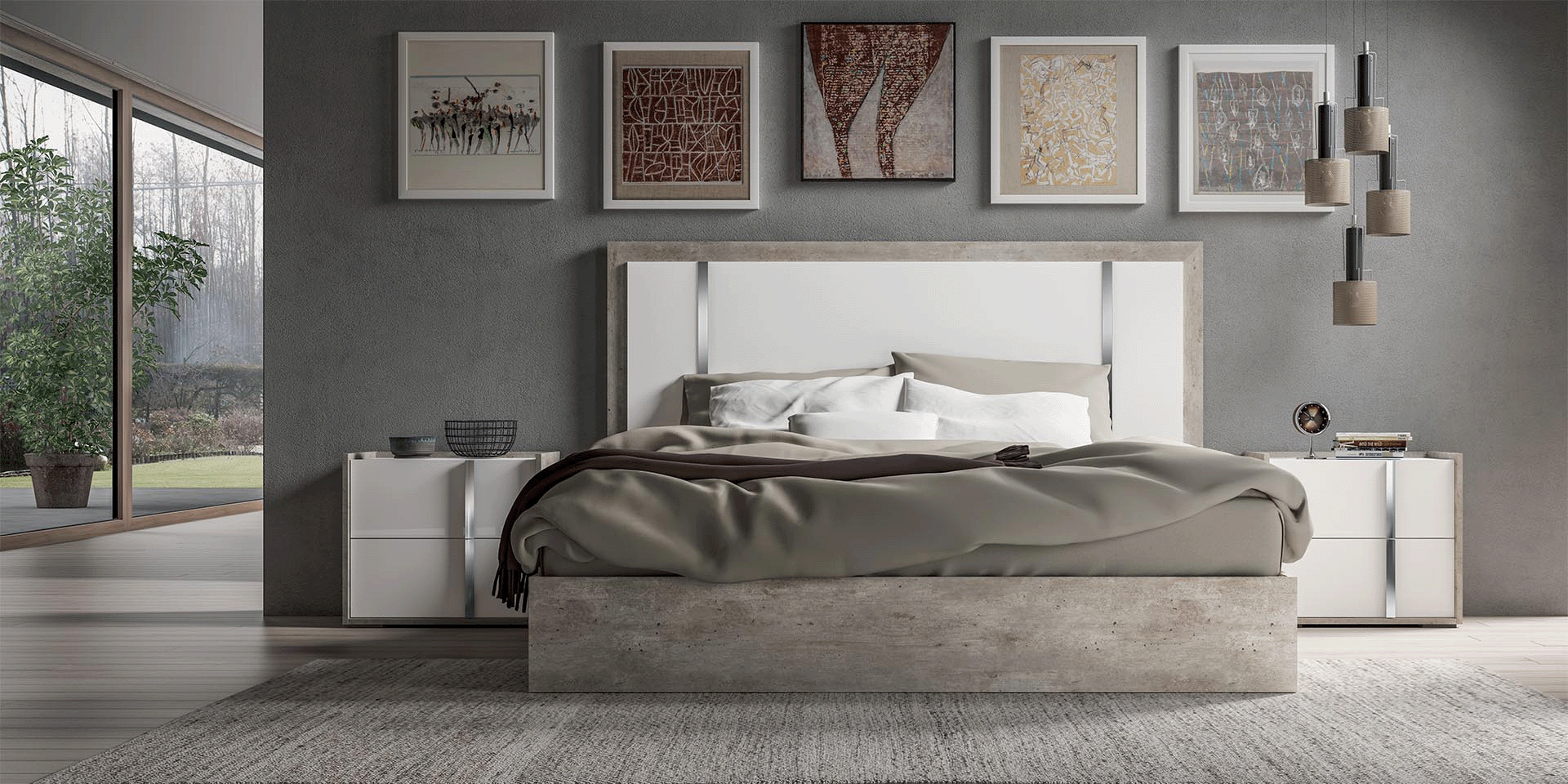 Treviso ESF Wood Veneer Platform Bedroom Set