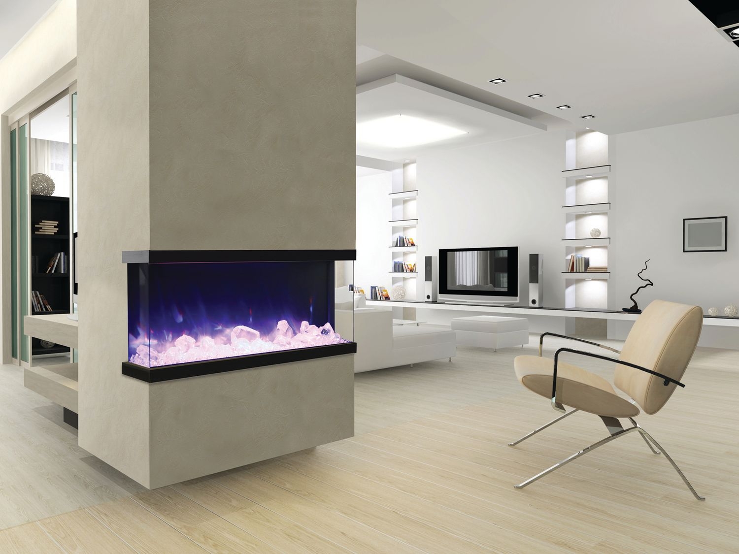 Tru View 50" 3-Sided Glass Electric Fireplace, Appliance Depth 14 1/4"