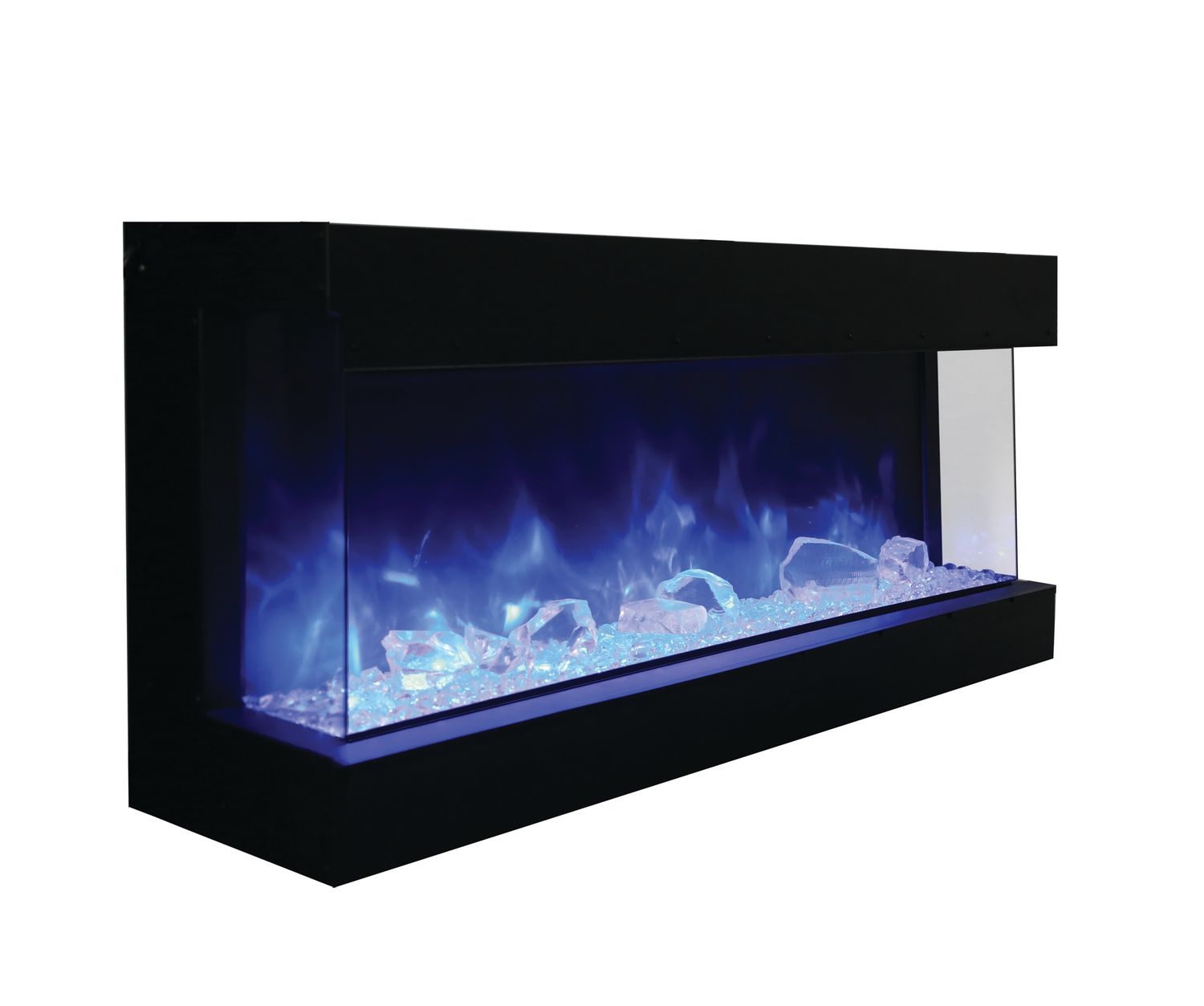 Tru View 3-Sided Glass Electric Fireplace, Appliance Depth 13 3/4"