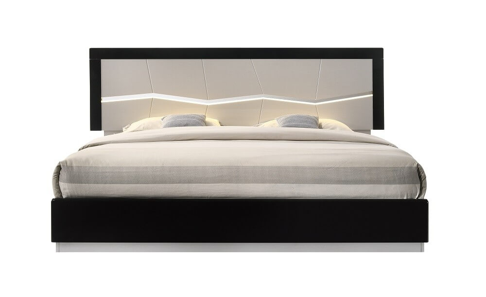 Turin Modern Lacquer LED Panel Bedroom Set