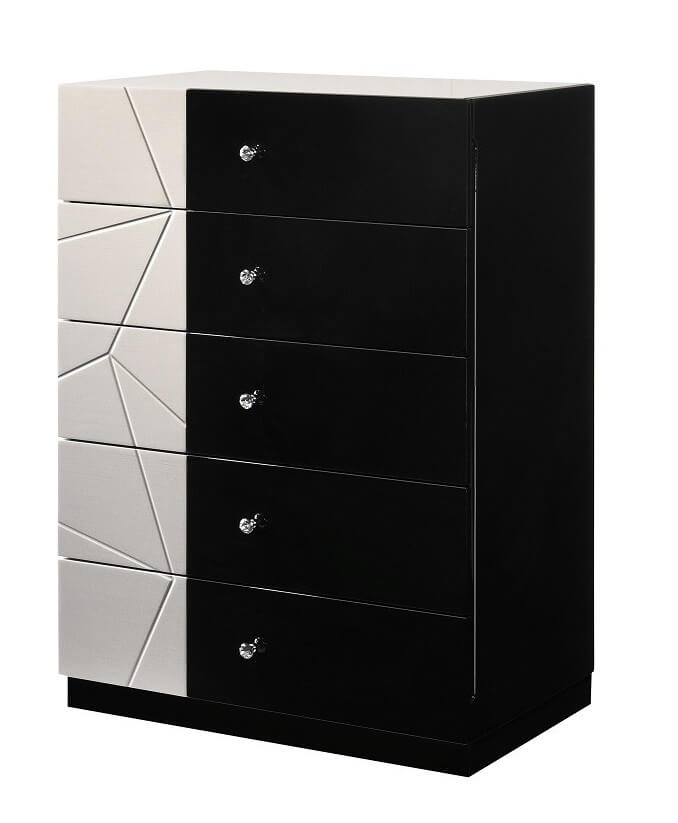 Turin Light Grey and Black Lacquer Chest