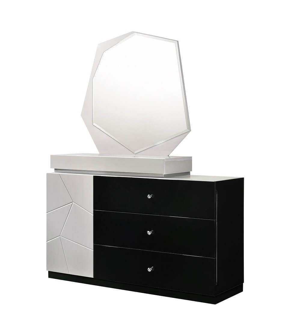 Turin Modern Lacquer LED Panel Bedroom Set