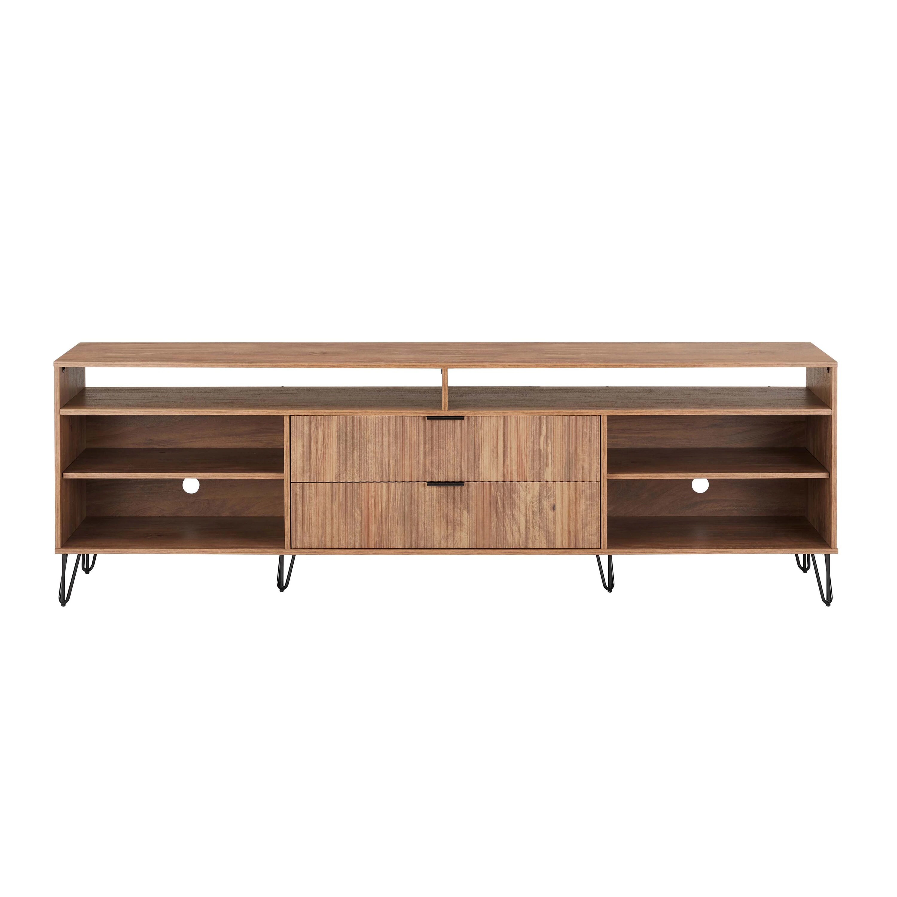 DUMBO 85-inch TV Stand w/6 Shelves & 2 Drawers 