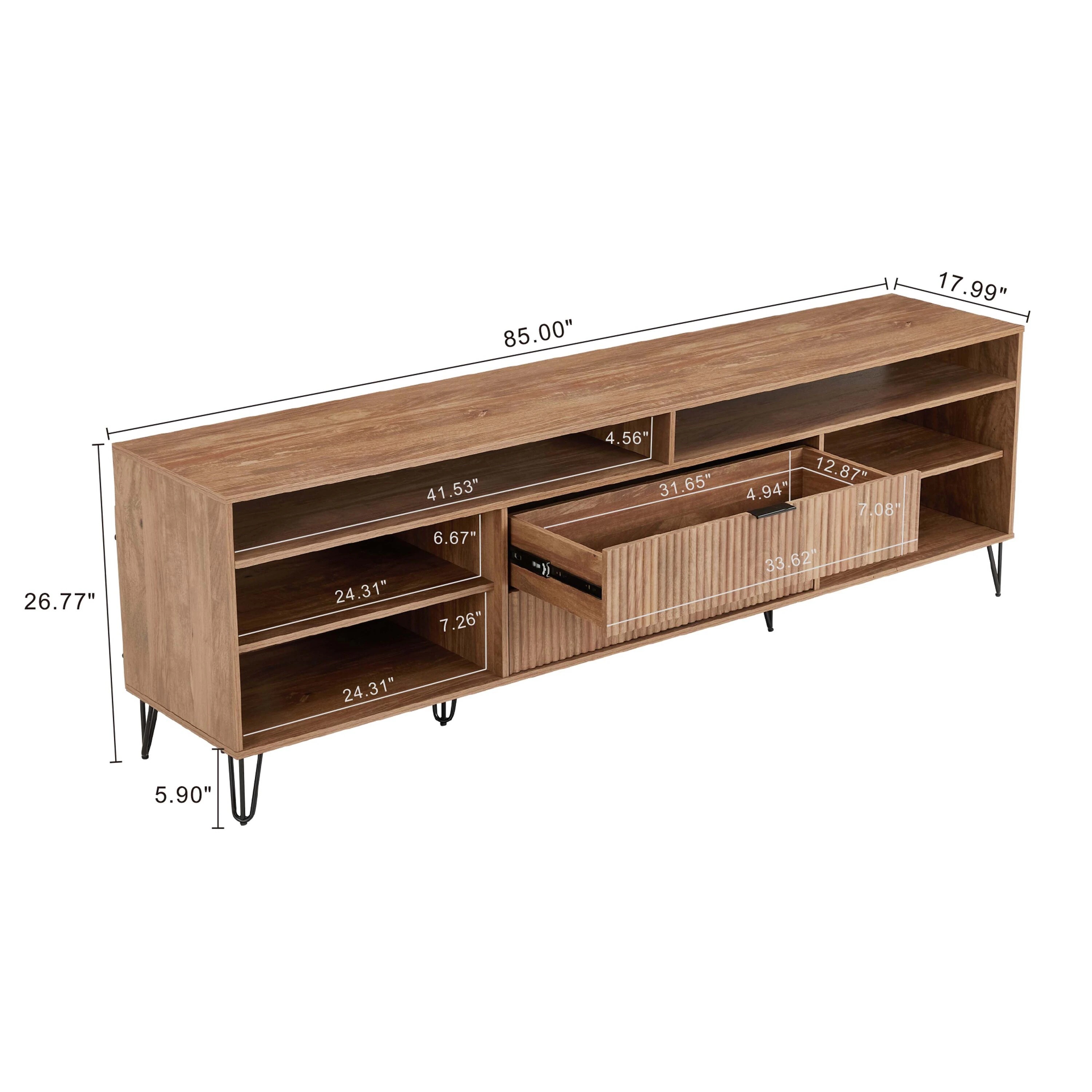 DUMBO 85-inch TV Stand w/6 Shelves & 2 Drawers 