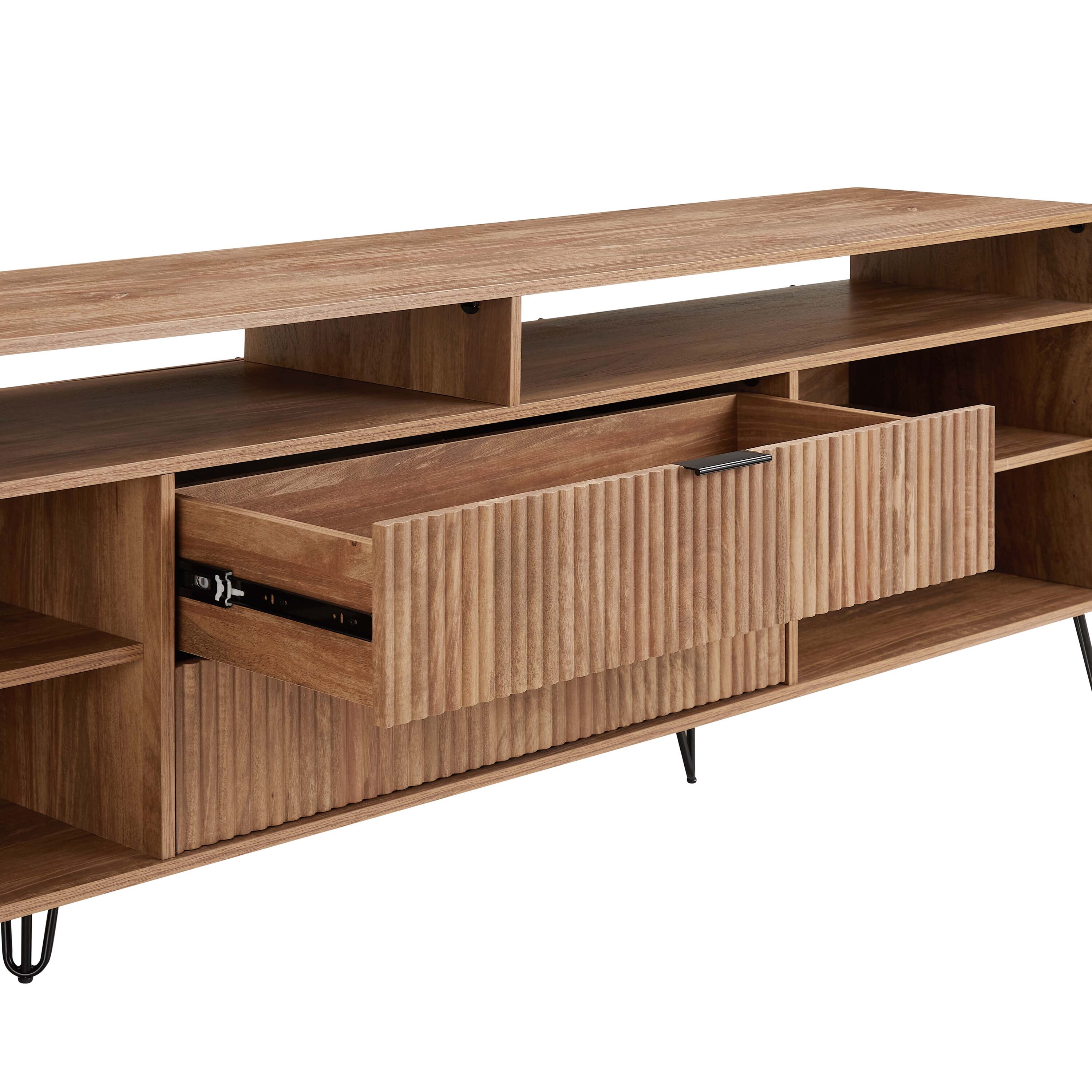 DUMBO 85-inch TV Stand w/6 Shelves & 2 Drawers 