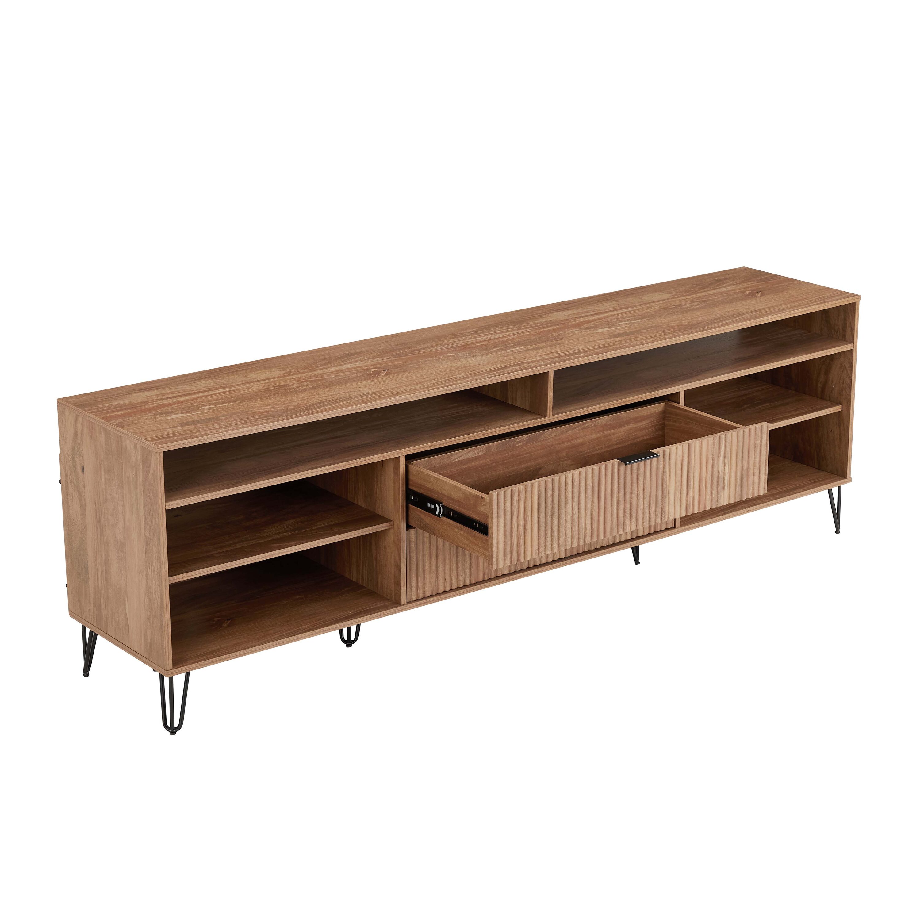 DUMBO 85-inch TV Stand w/6 Shelves & 2 Drawers 