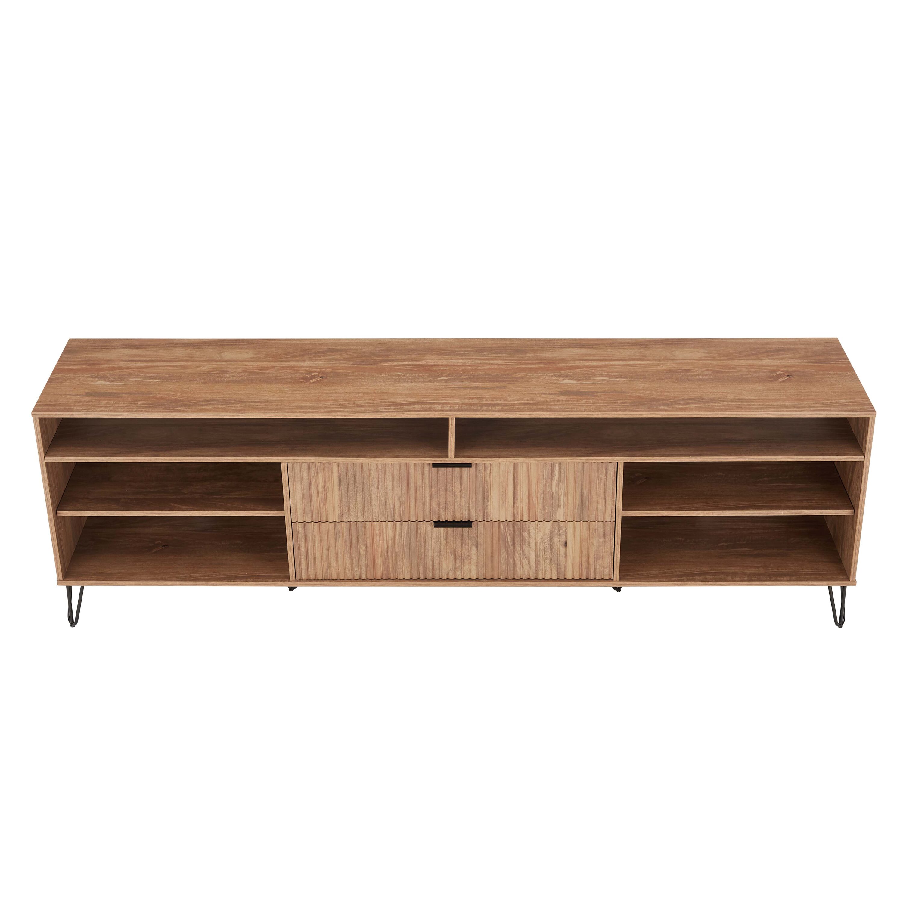 DUMBO 85-inch TV Stand w/6 Shelves & 2 Drawers 