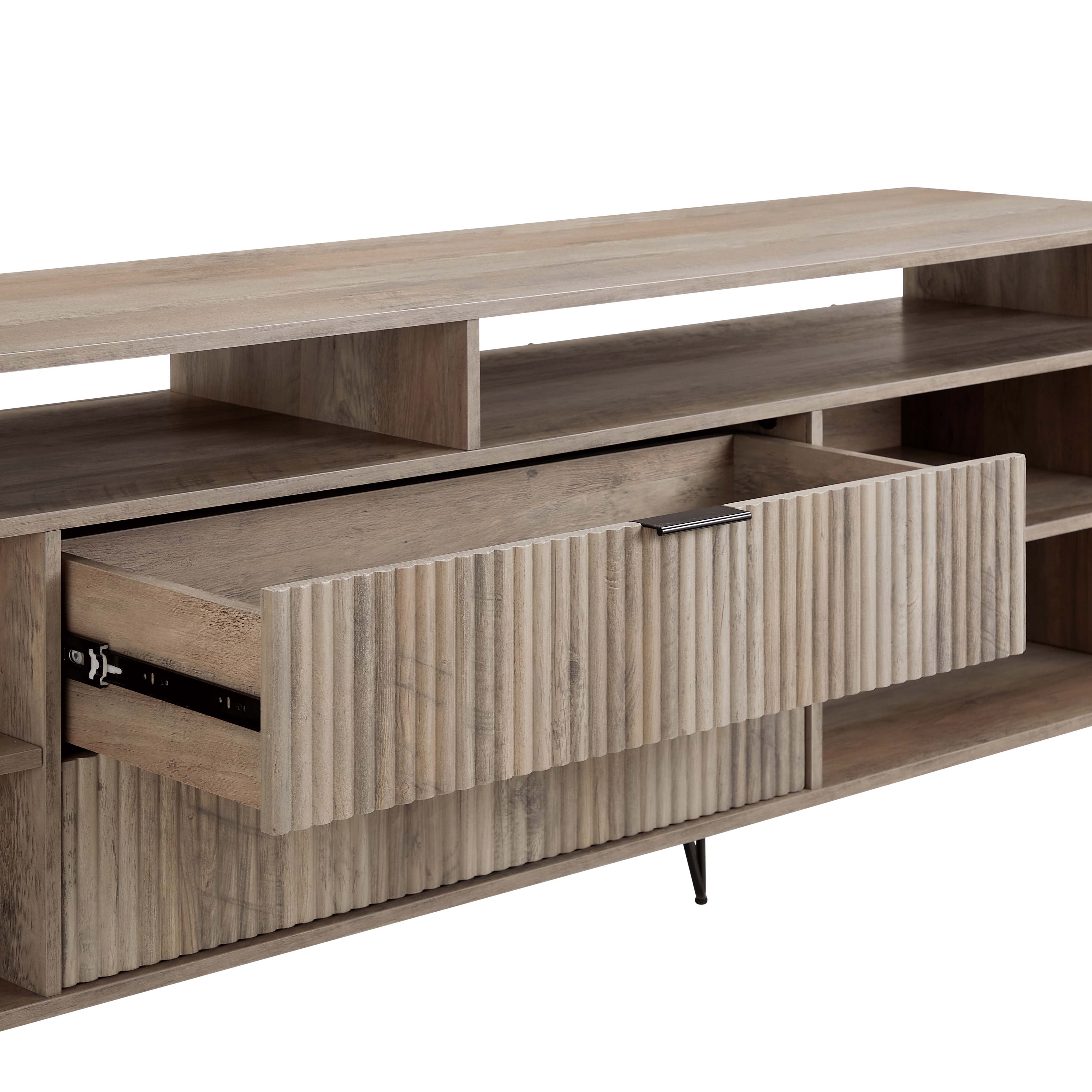 DUMBO 85-inch TV Stand w/6 Shelves & 2 Drawers 