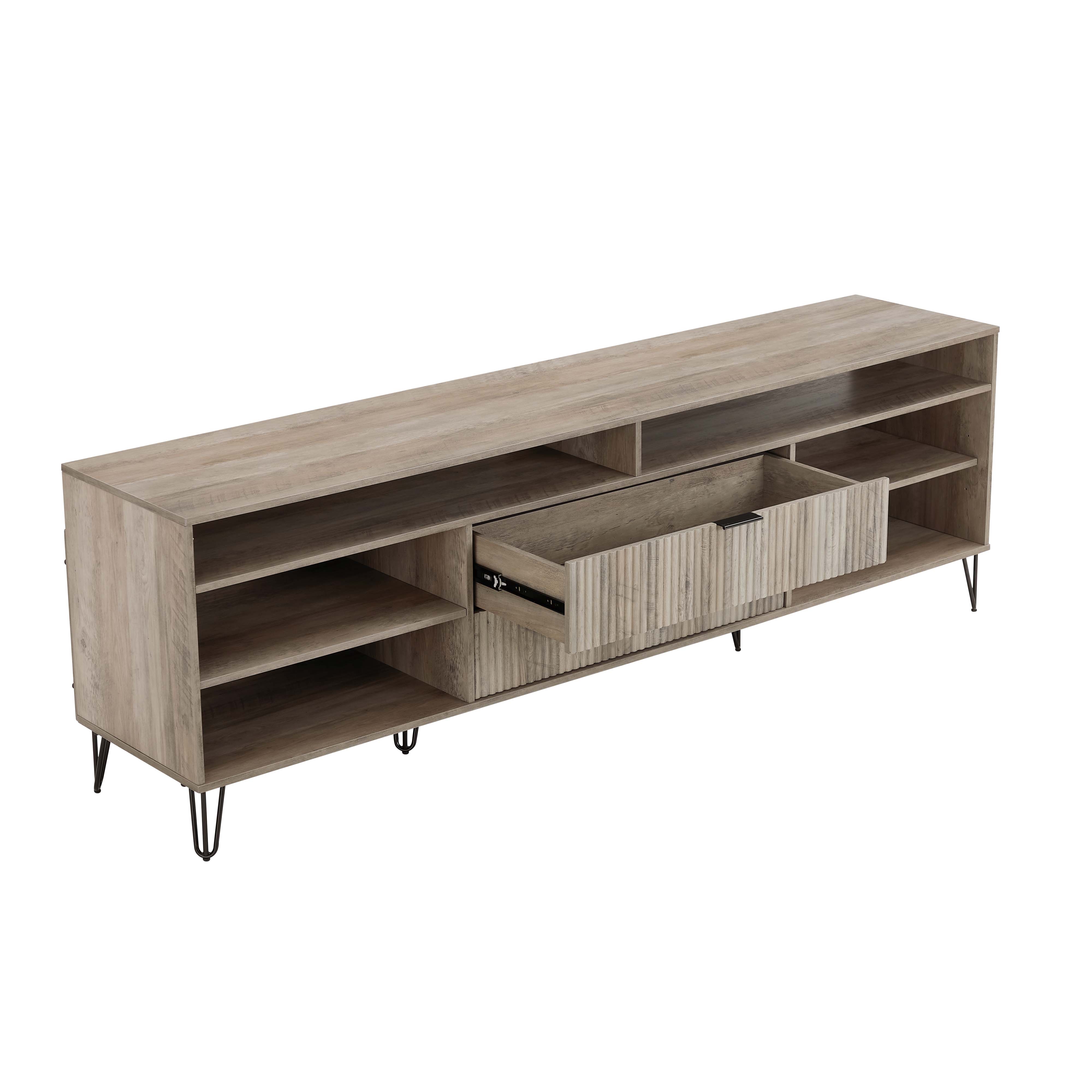 DUMBO 85-inch TV Stand w/6 Shelves & 2 Drawers 