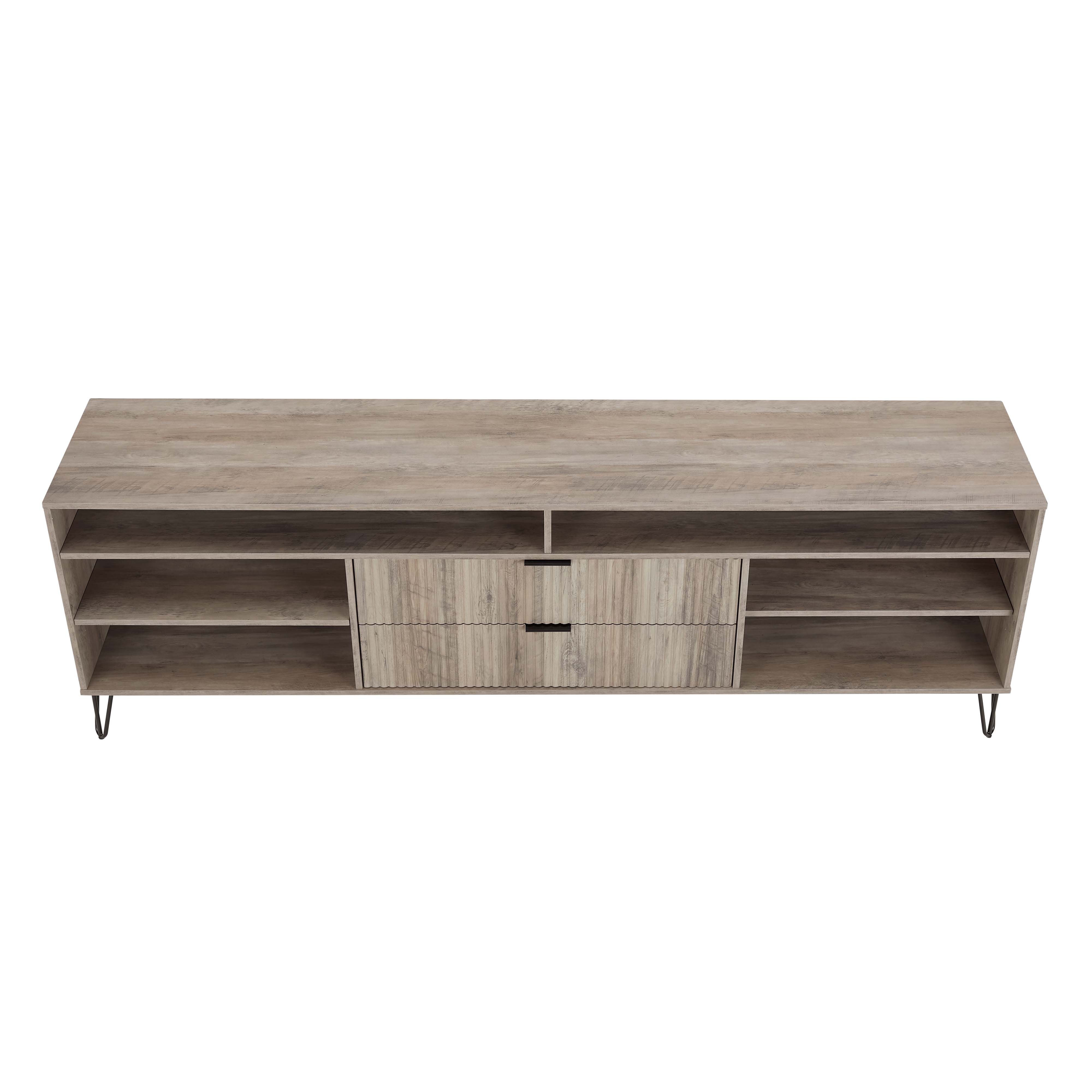 DUMBO 85-inch TV Stand w/6 Shelves & 2 Drawers 