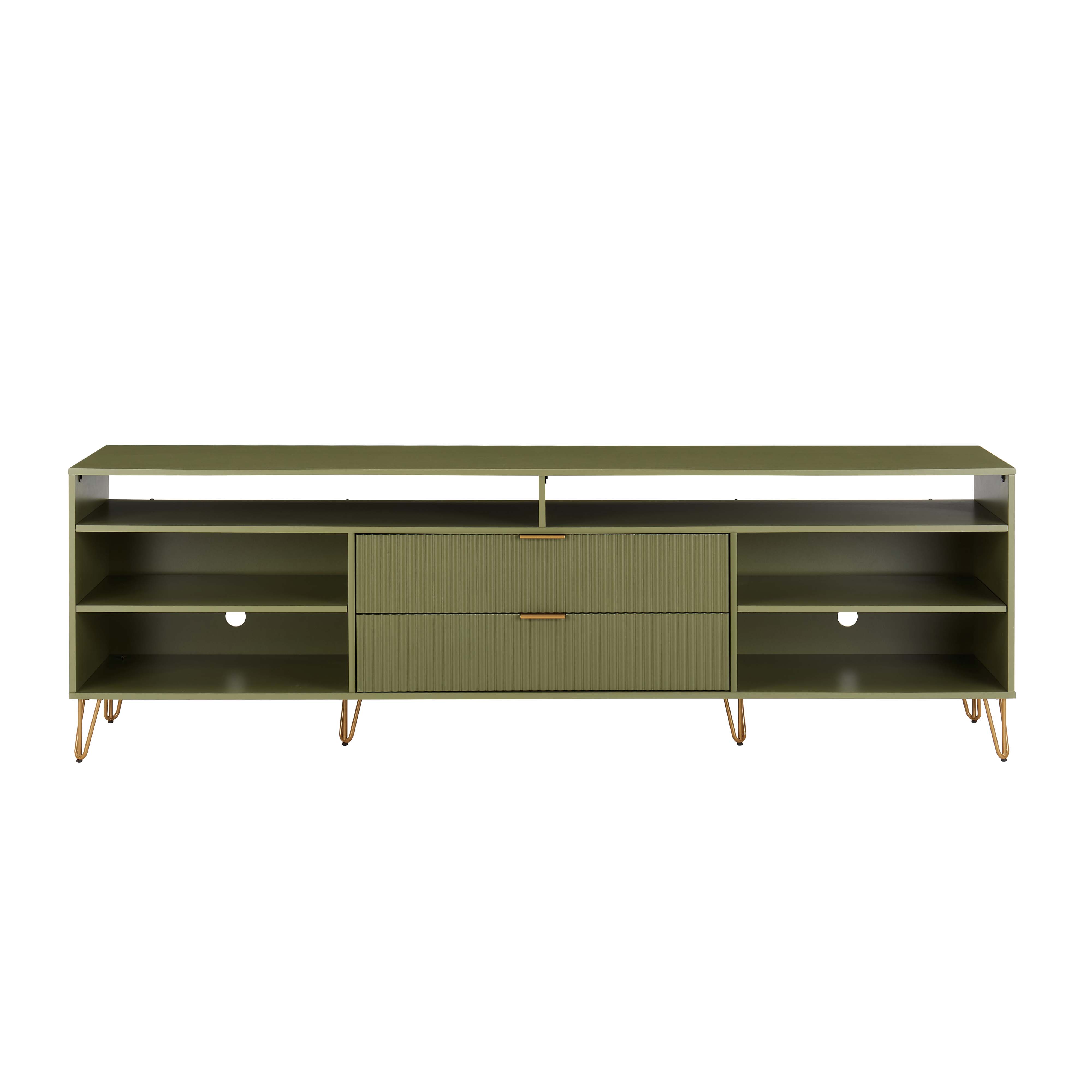 DUMBO 85-inch TV Stand w/6 Shelves & 2 Drawers 