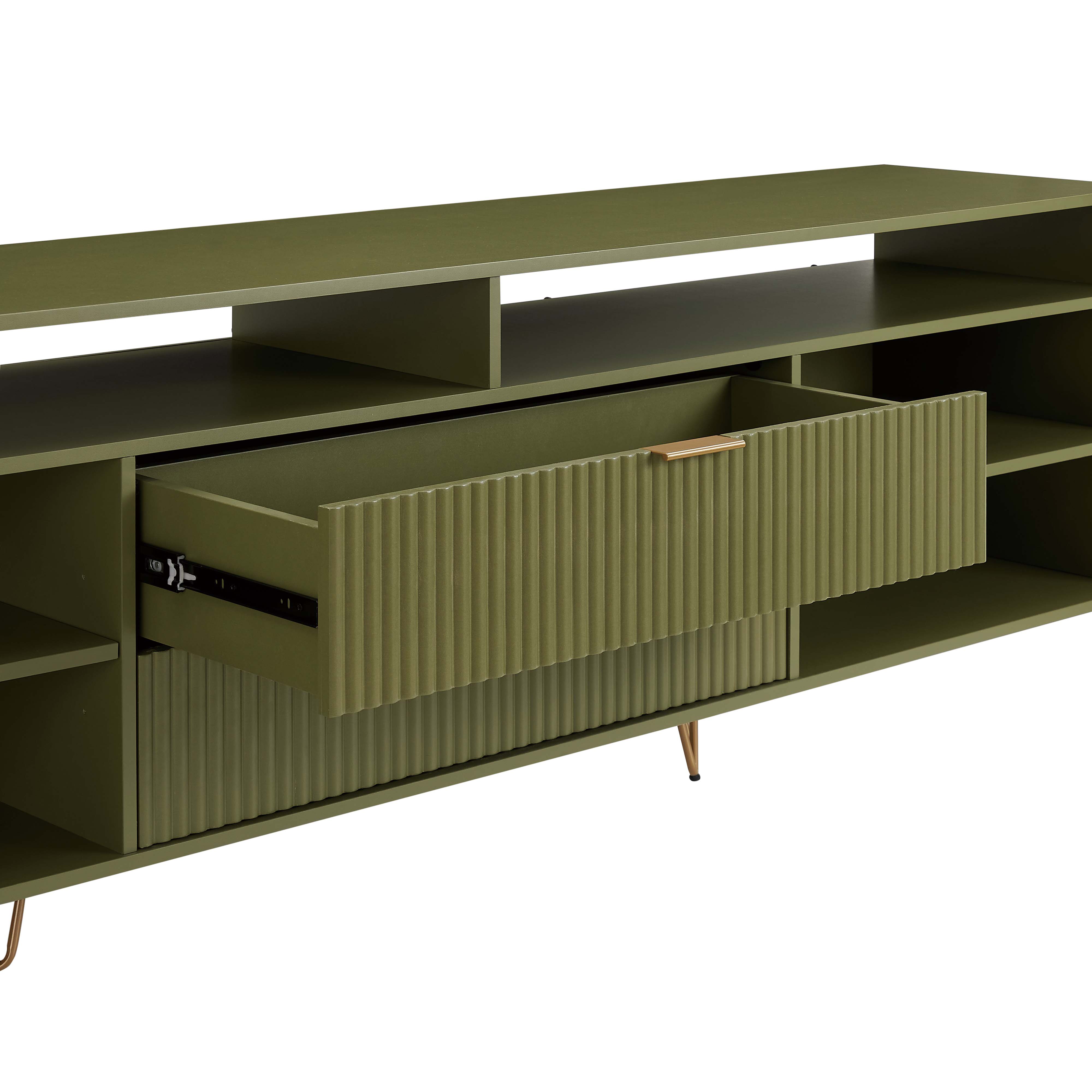 DUMBO 85-inch TV Stand w/6 Shelves & 2 Drawers 