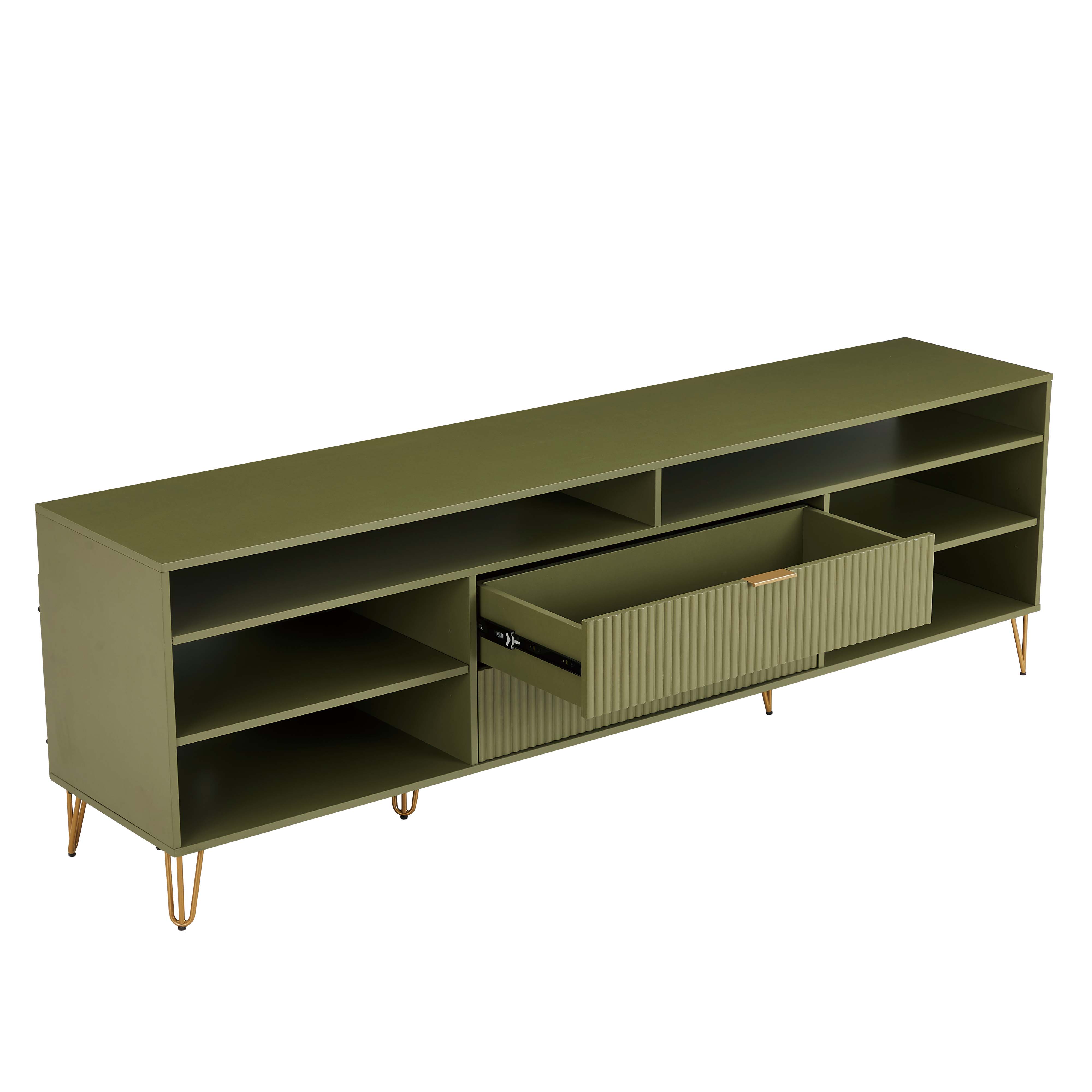 DUMBO 85-inch TV Stand w/6 Shelves & 2 Drawers 