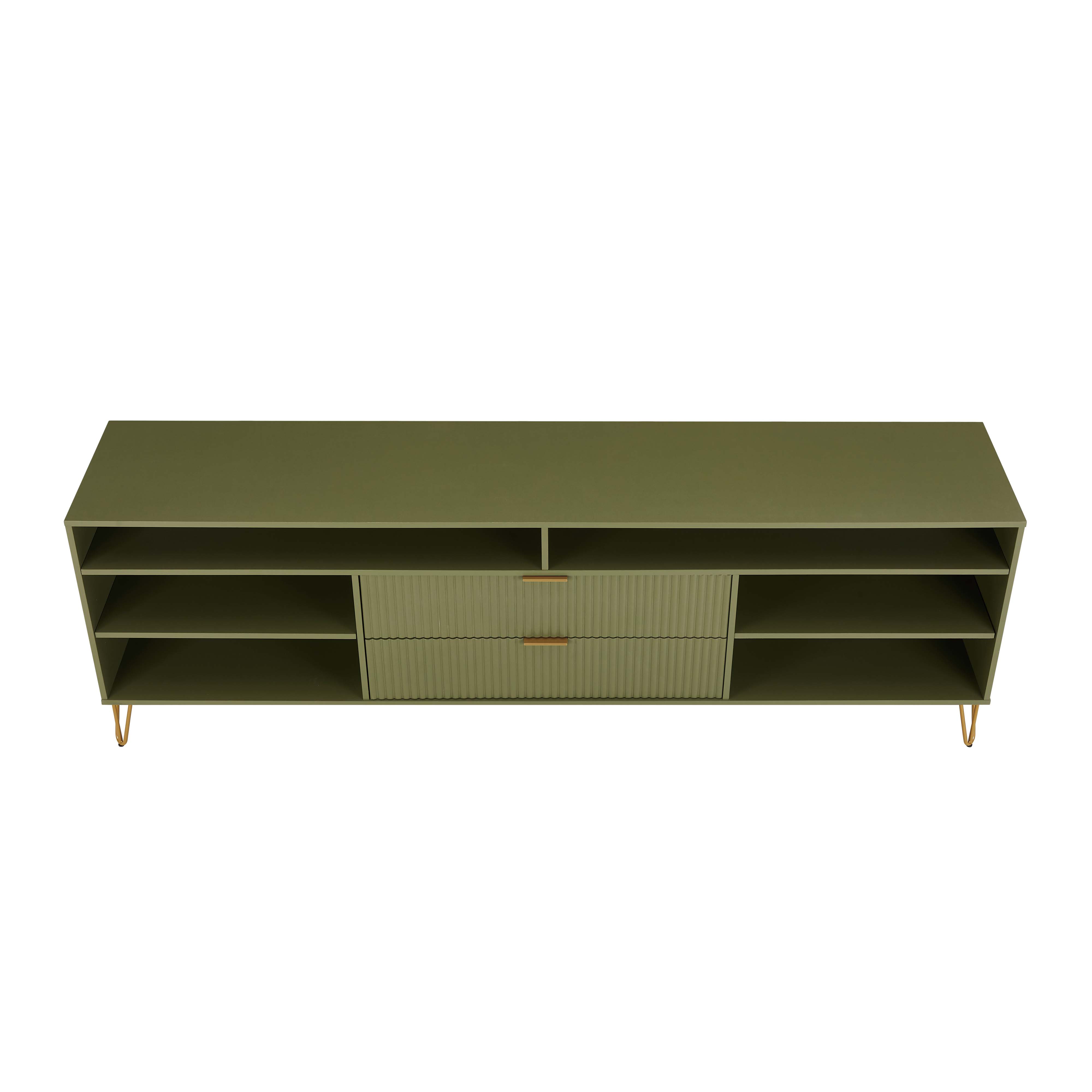 DUMBO 85-inch TV Stand w/6 Shelves & 2 Drawers 