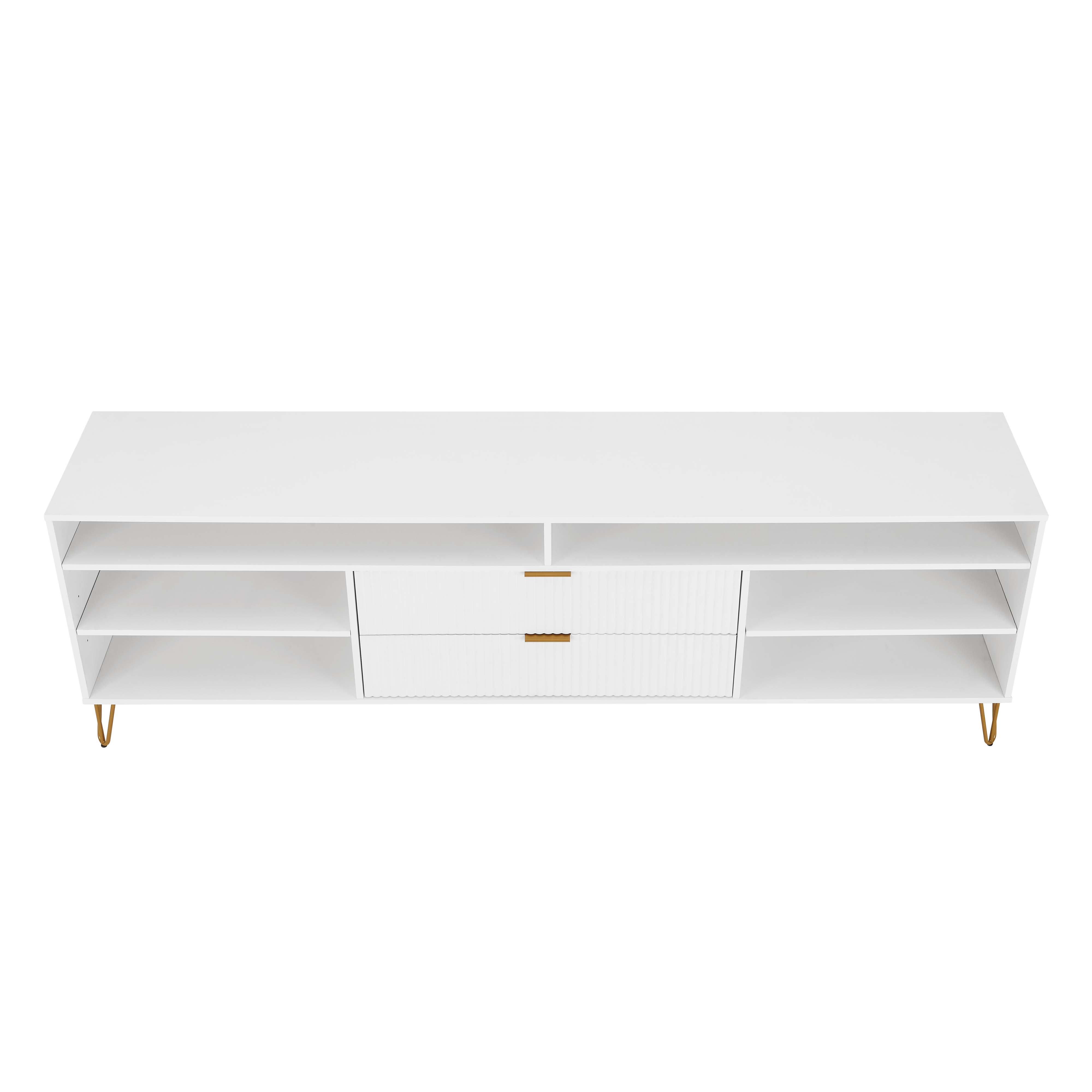 Fluted TV Stand in White