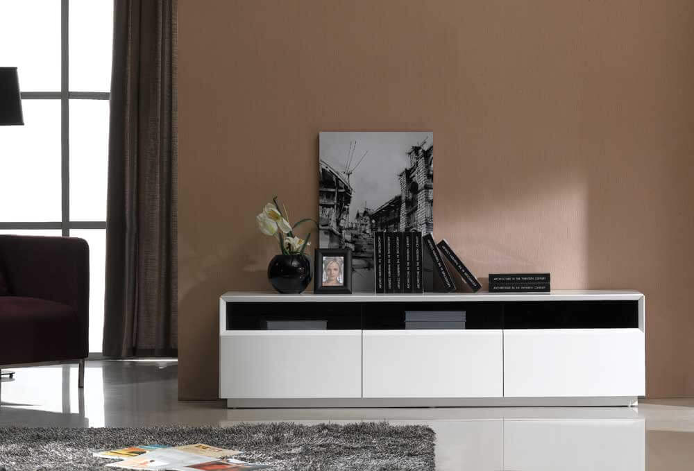 TV023 TV Stand, White High Gloss by J&M Furniture