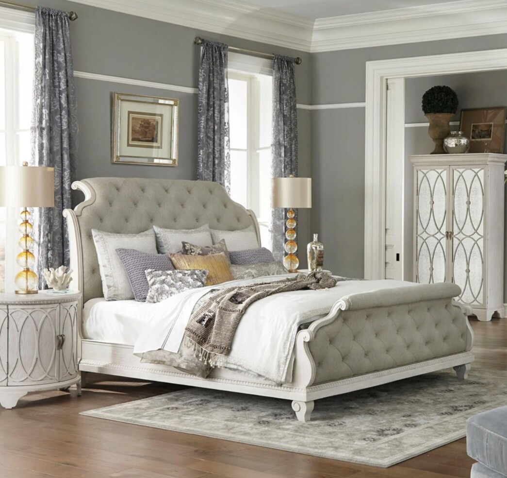 SM Jasper County Fabric/Wood Sleigh Bedroom Set