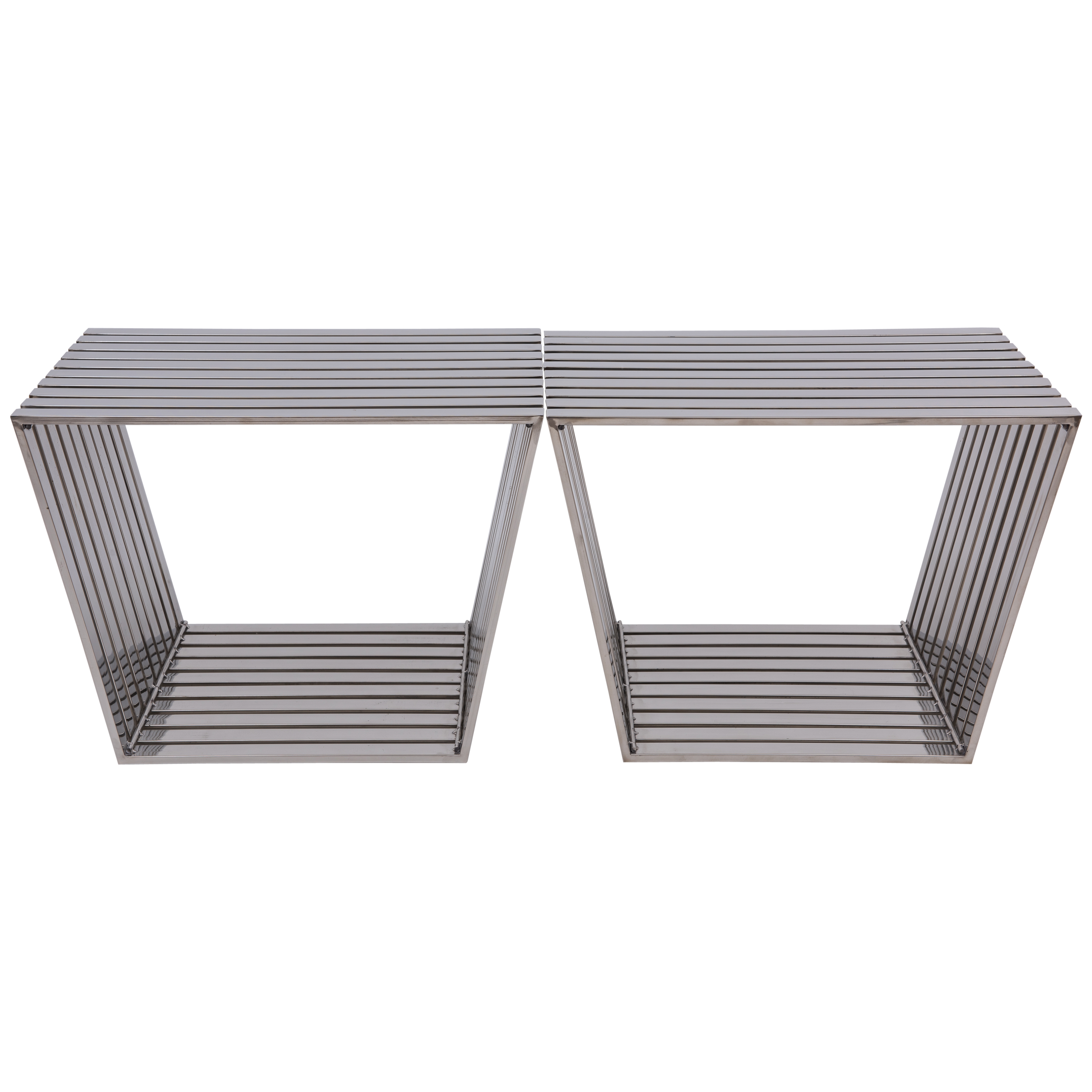 Trapezium Stainless Steel Bench (Set of 2)