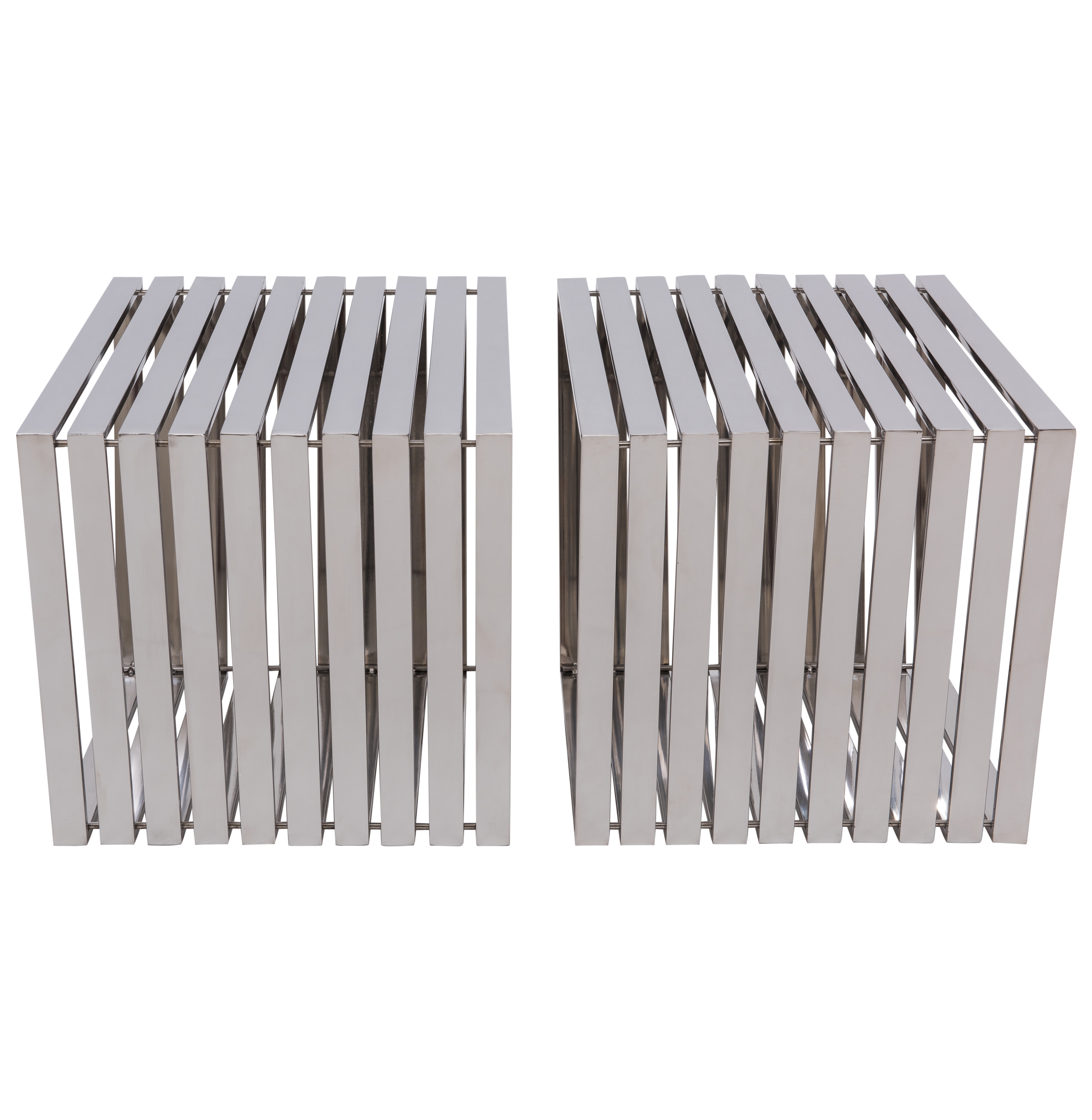 Trapezium Stainless Steel Bench (Set of 2)