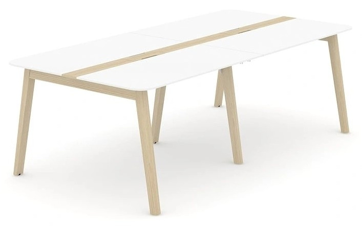 Nova Wood Rectangular HPL 8-Person Office Meeting Table w/2 Grommets & 2 Metal Cable Trays