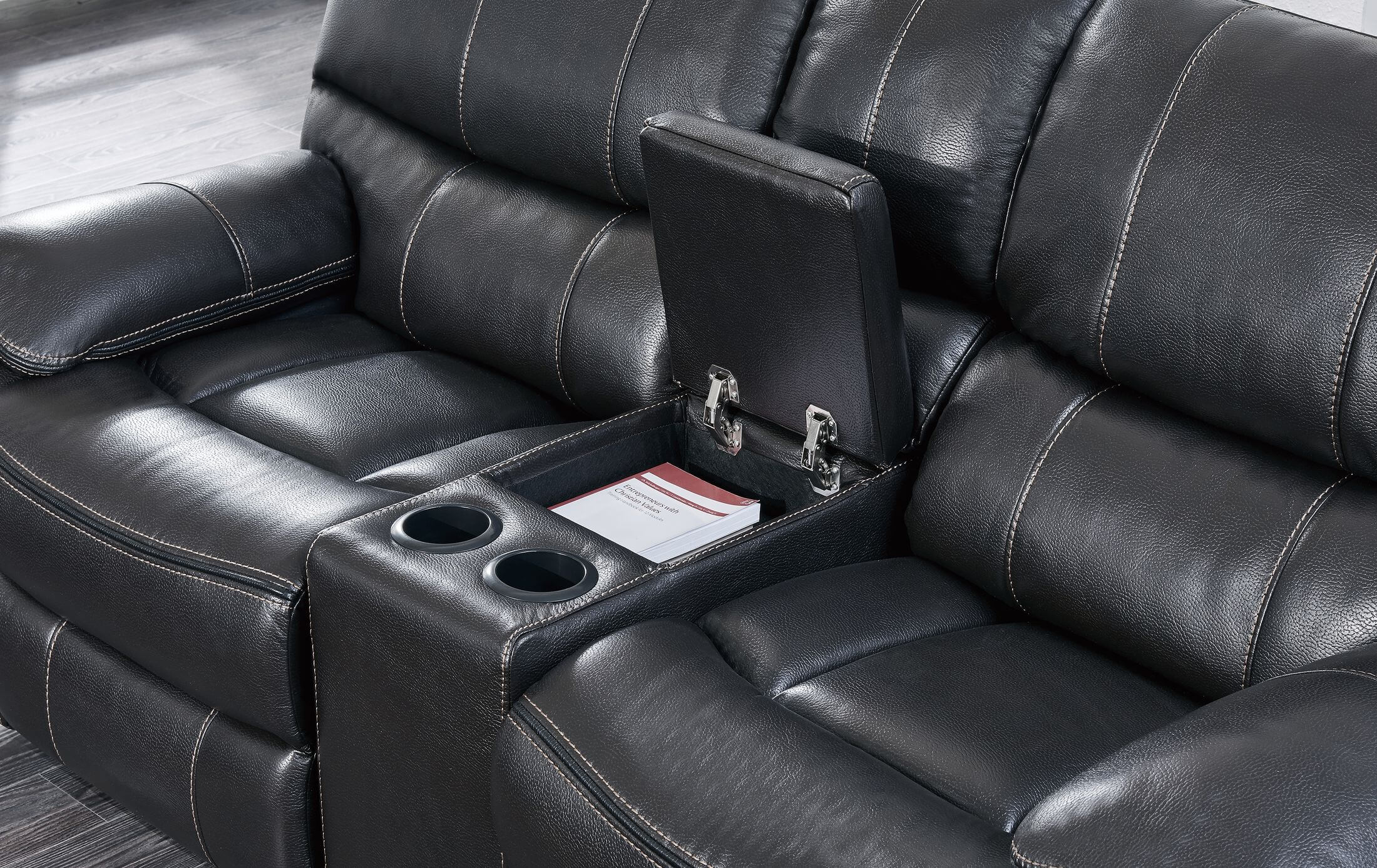 U0040 Leather Air Console Reclining Loveseat