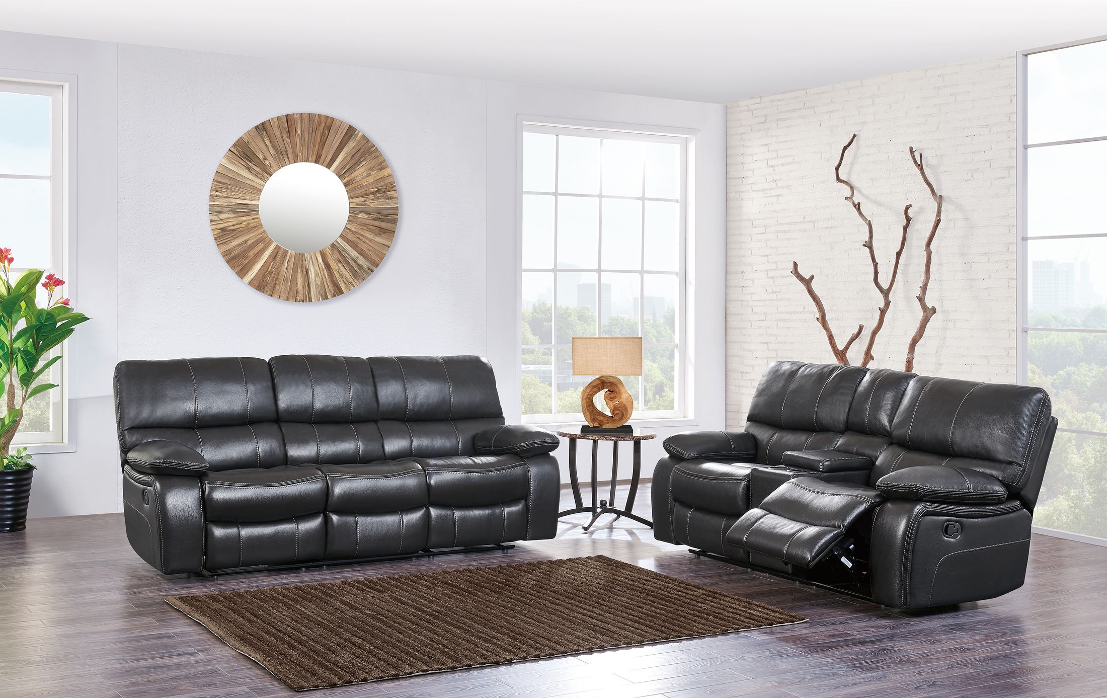 U0040 Leather Air Console Reclining Loveseat