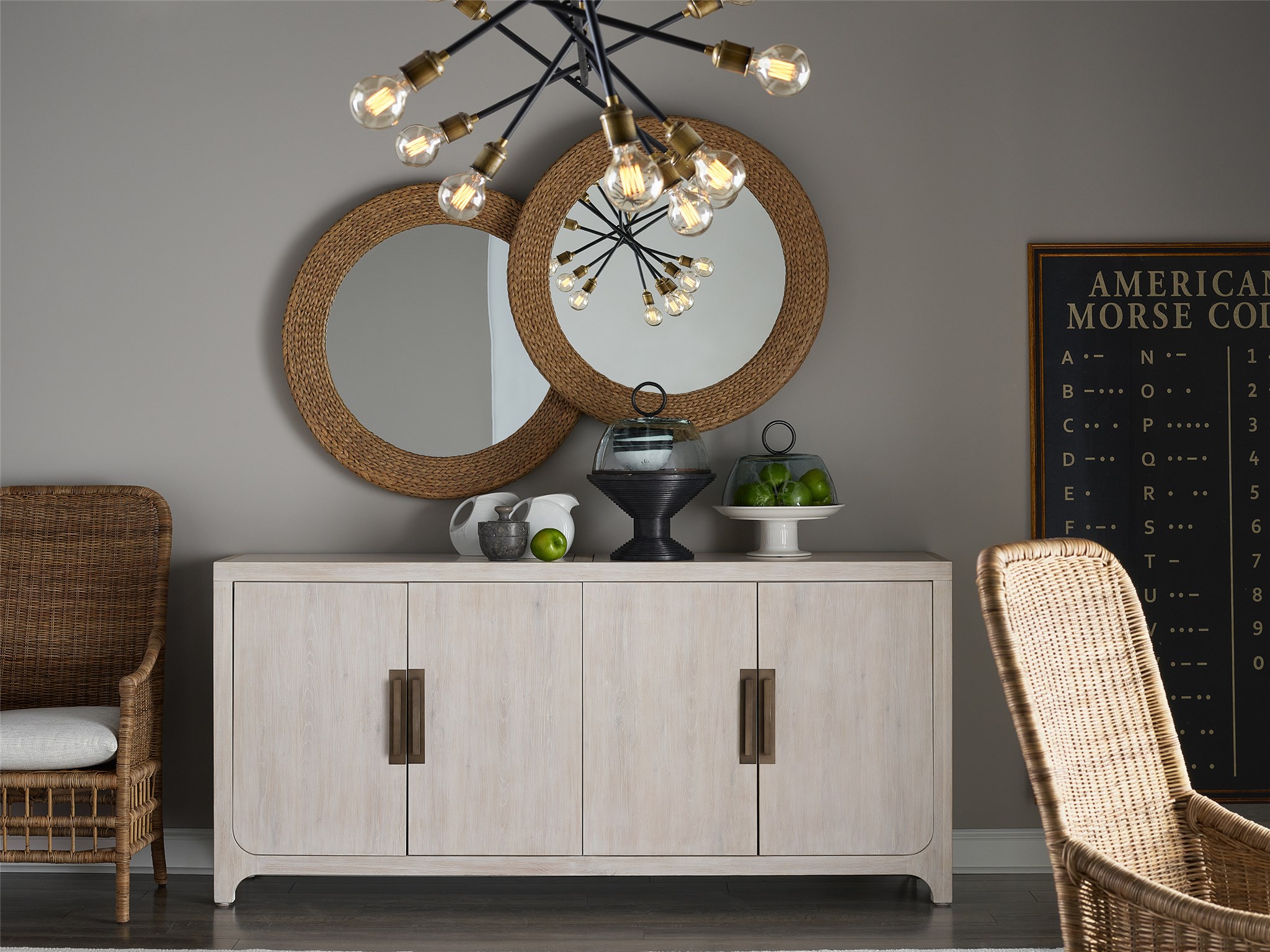 Blair Wood/Stone Sideboard w/4 Doors