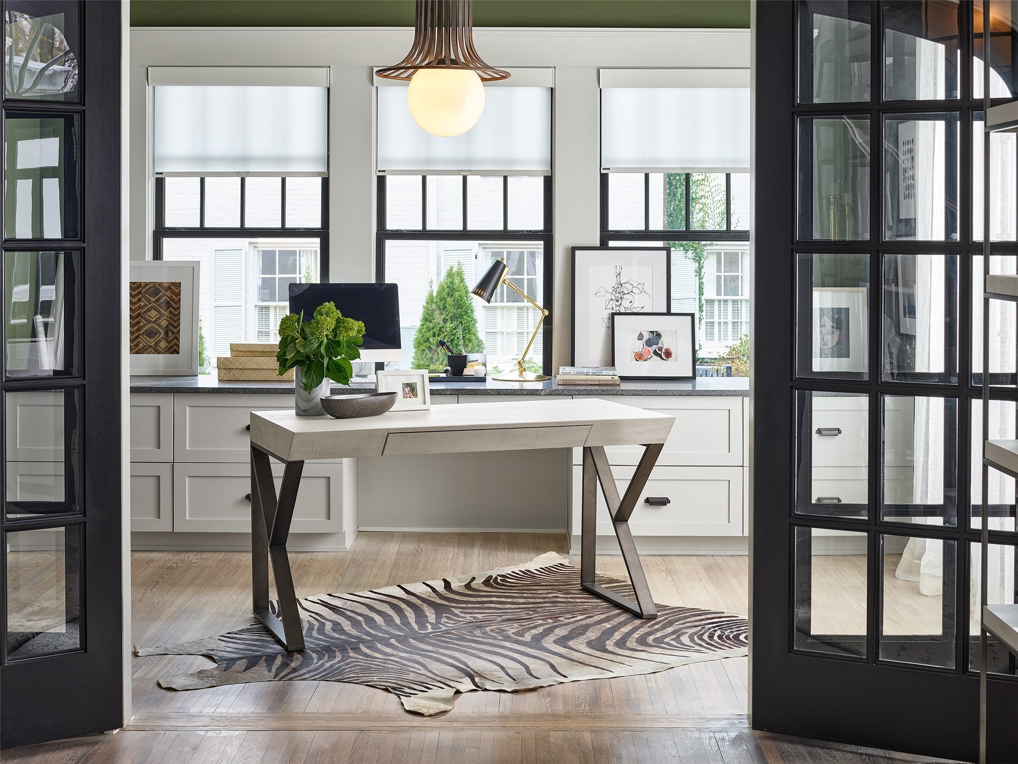 Ronan Wood/Metal Writing Desk w/Drawer